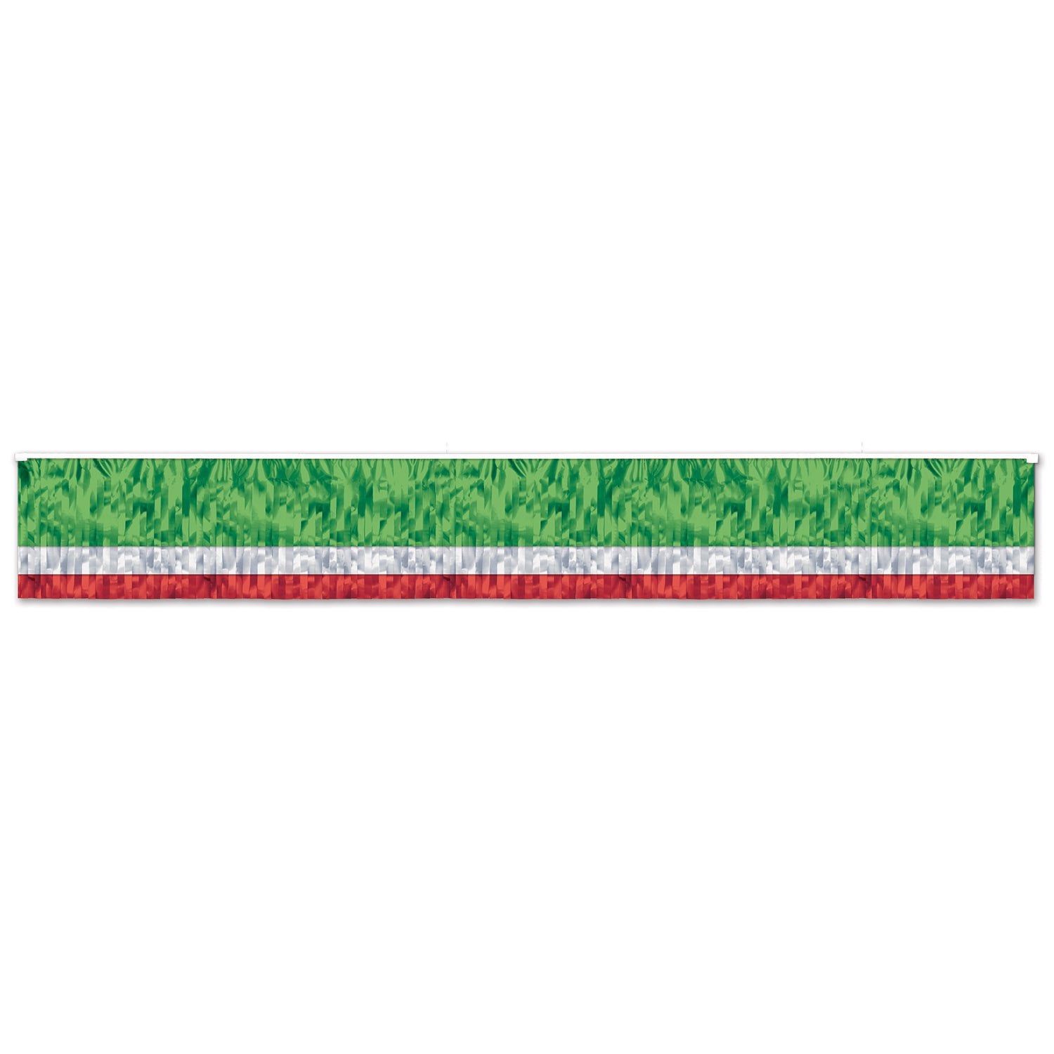 3-Ply FR Metallic Fringe Drape (Red/White/Green)