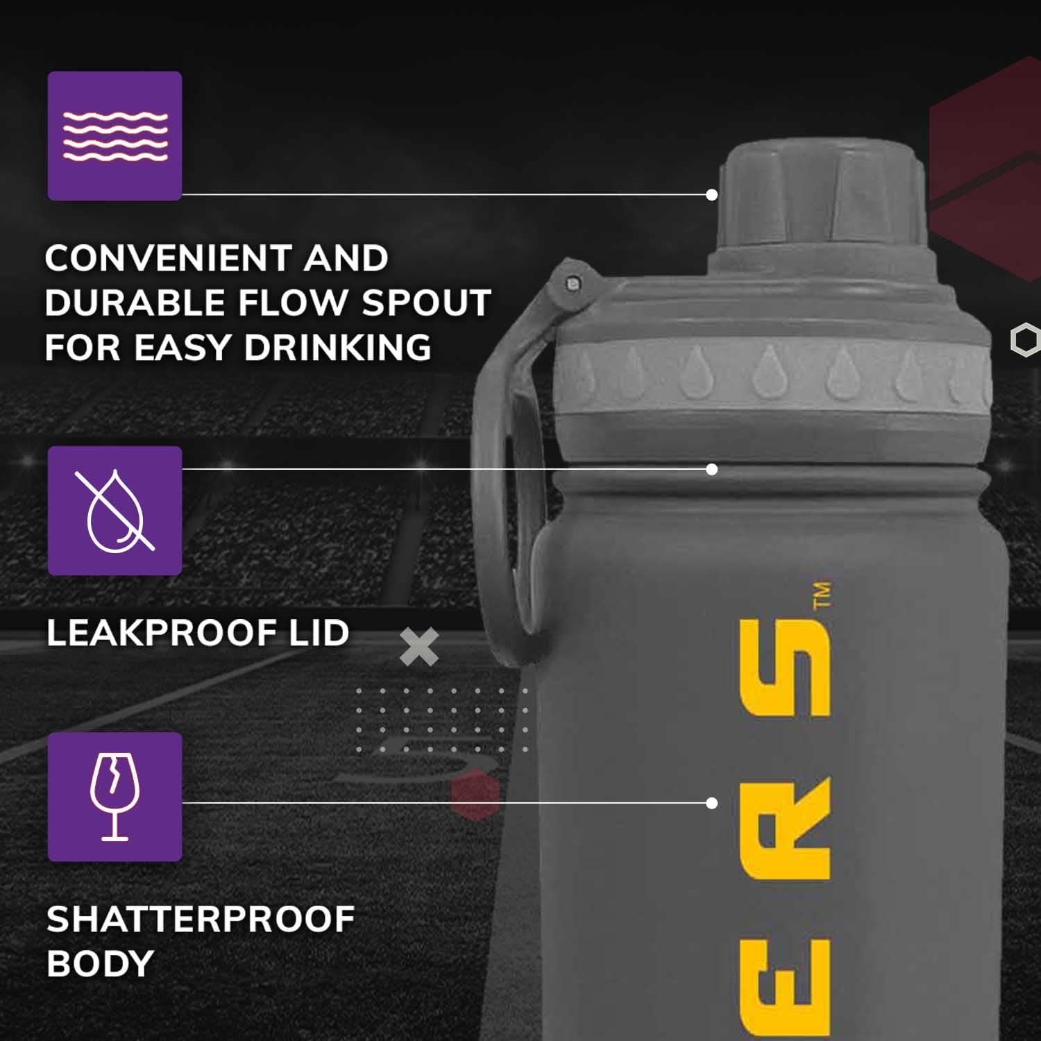 Campus Colors Ncaa Stainless Steel Water Bottle - Twist On Cap - 24 Oz - Carry Clip - Keeps Your Drinks Hot Or Cold For Hours (L