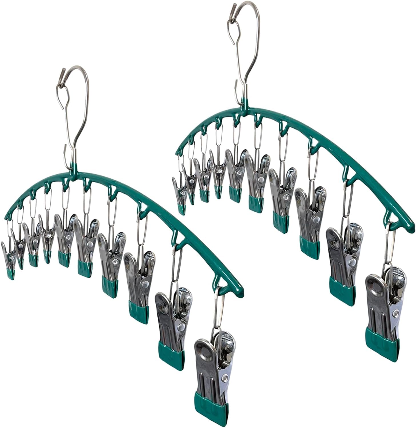 Vastra Legging Organizer For Closet Holds,Yoga Pants Hanger Rubber Coated 2 Pack 10 Clips Hold 20 Leggings/Shorts/Jeans/Skirts P