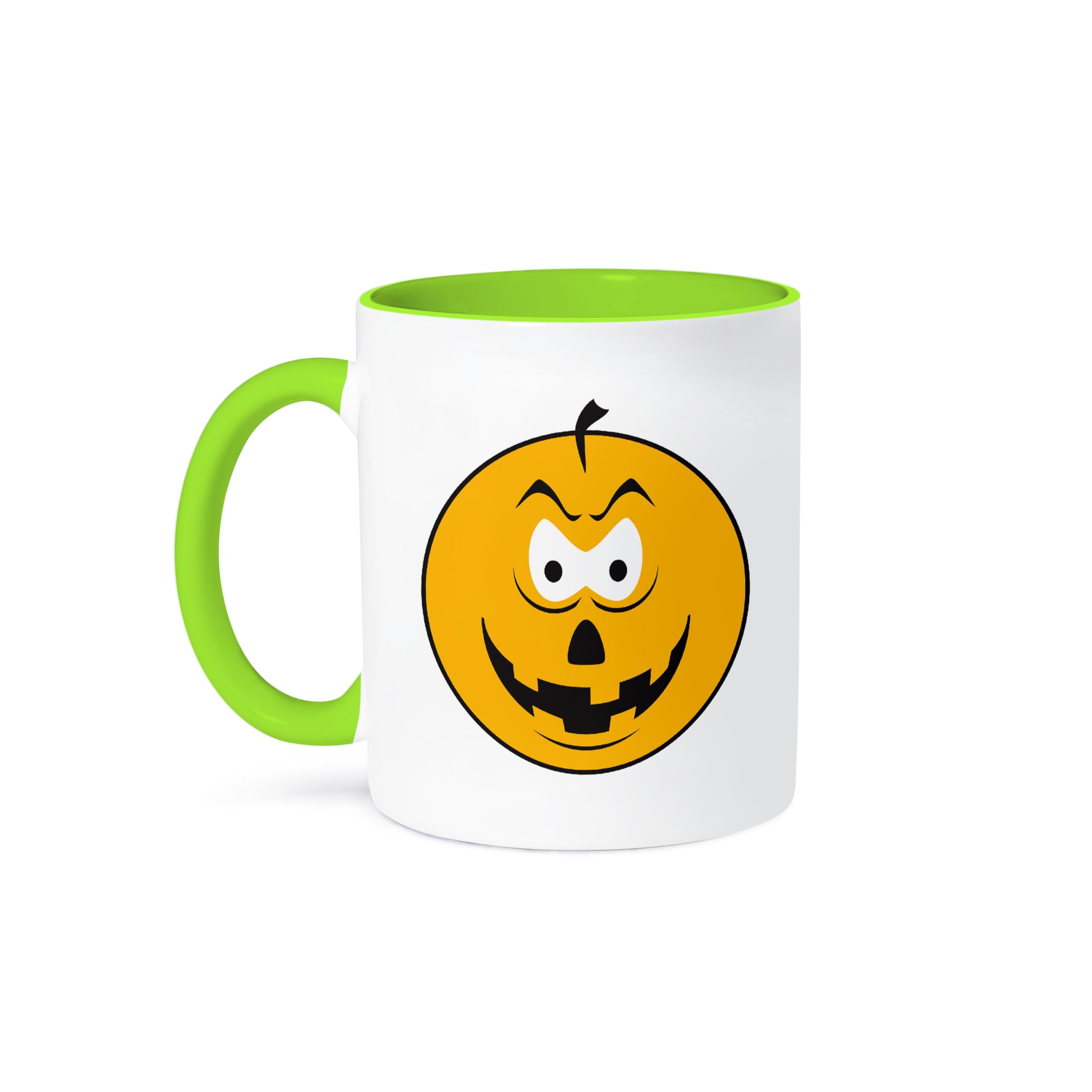 3dRose Lollipop Sucker Yellow smiling Face 15oz Two-Tone Green Mug