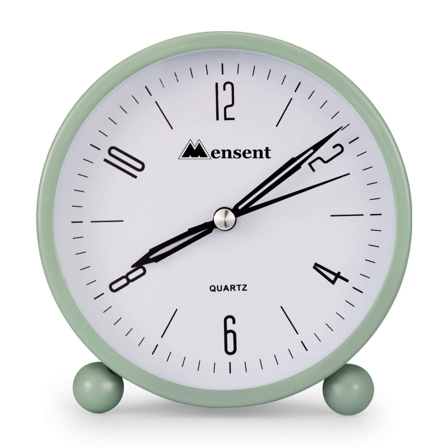 Kadio Alarm Clock.Mensent 4 Inch Round Silent Analog Alarm Clock Non Ticking,With Night Light, Battery Powered Super Silent Alar