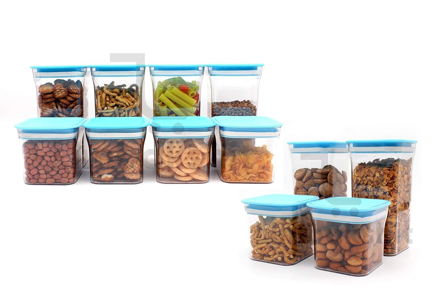 Limbakshit Tight Jar Food Storage Container Set For Rice, Dal, Atta, Flour, Cereals, Snacks, Stackable Spice Blue Color (1100Ml 