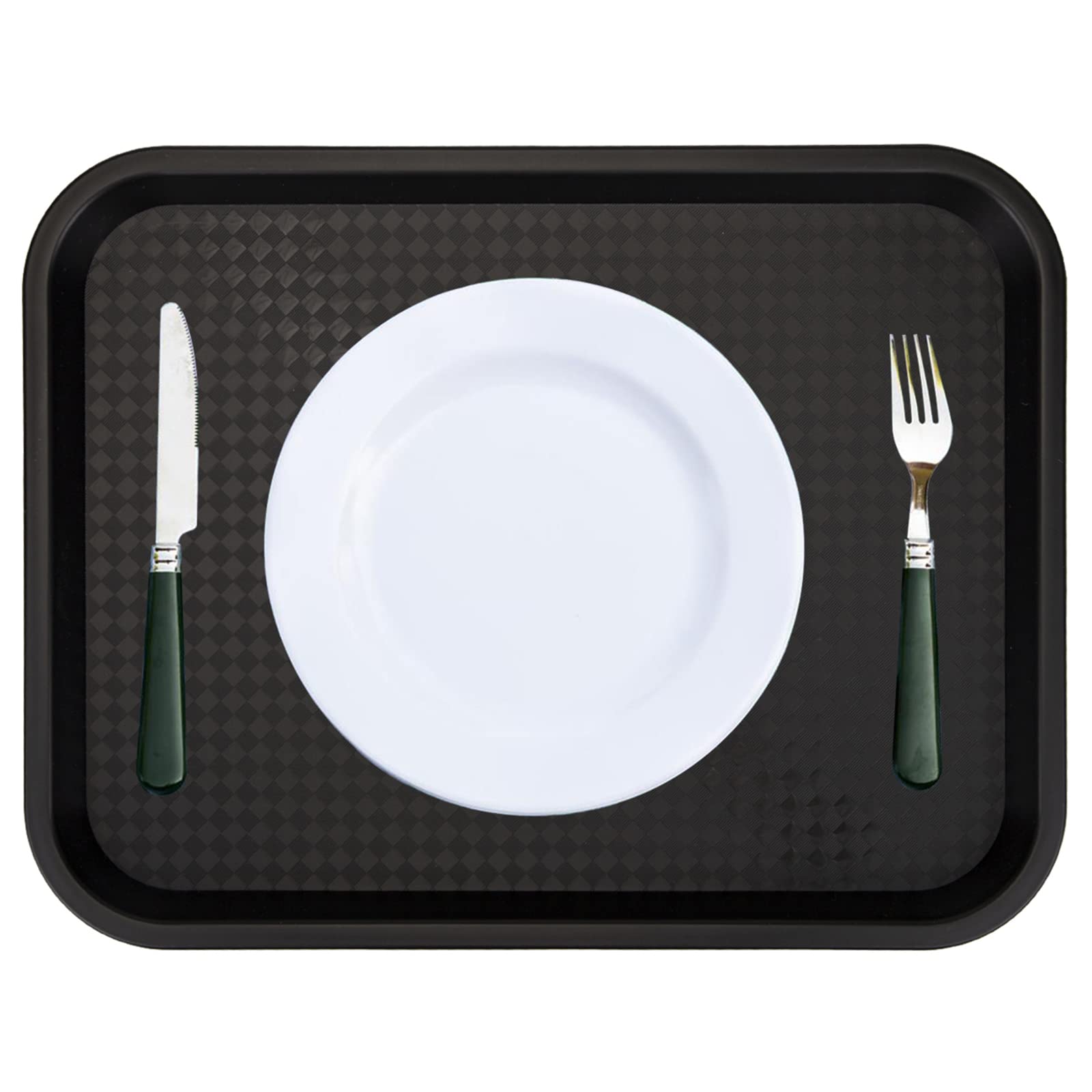 Yarlung 12 Pack Fast Food Tray, 13.8 X 10.5 Inch Plastic Restaurant Serving Tray Cafeteria Tray For Coffee Table, Kitchen, Party