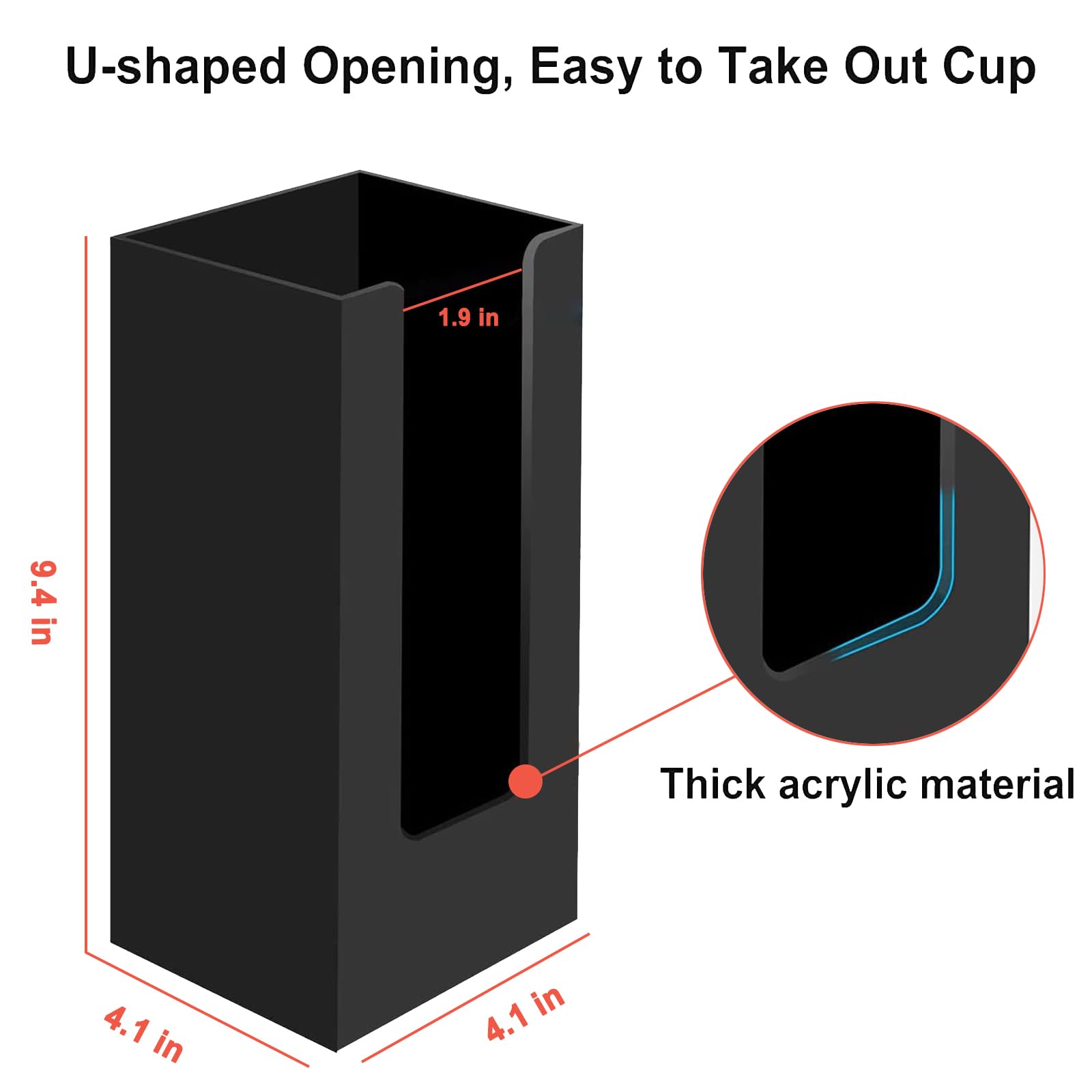 Myityard Coffee Cup Dispenser, Cup And Lid Organizer Fits 5 To 16 Oz Disposable Paper & Plastic Cups, Acrylic Cup Holder For Tab