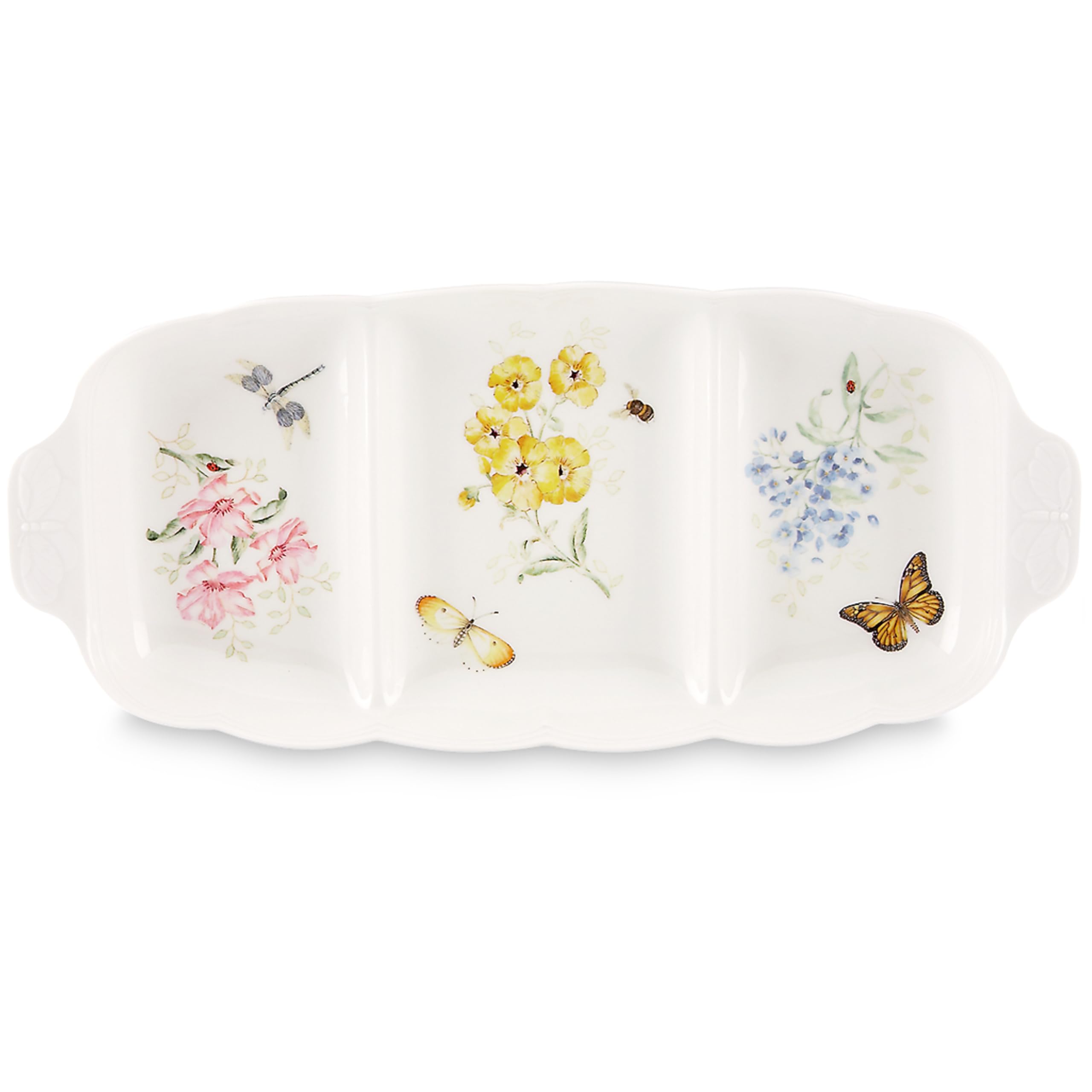 Lenox Butterfly Meadow 3 Part Divided Serving Tray, 2.30 Lb