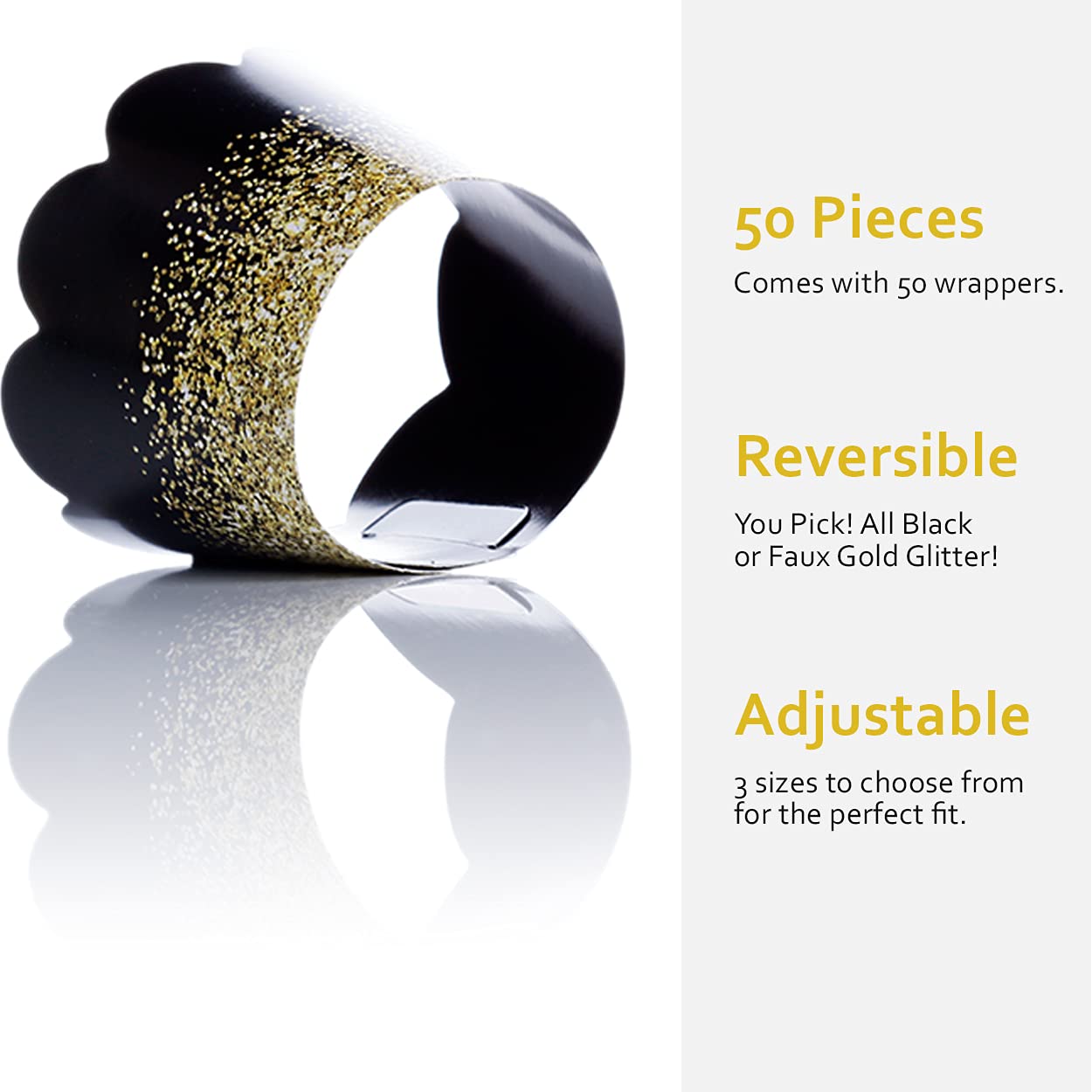 Black Cupcake Wrappers 50 Count - Adjustable Graduation Cupcake Wrappers | Black Cupcake Holders | Black And Gold Cupcake Wrappe