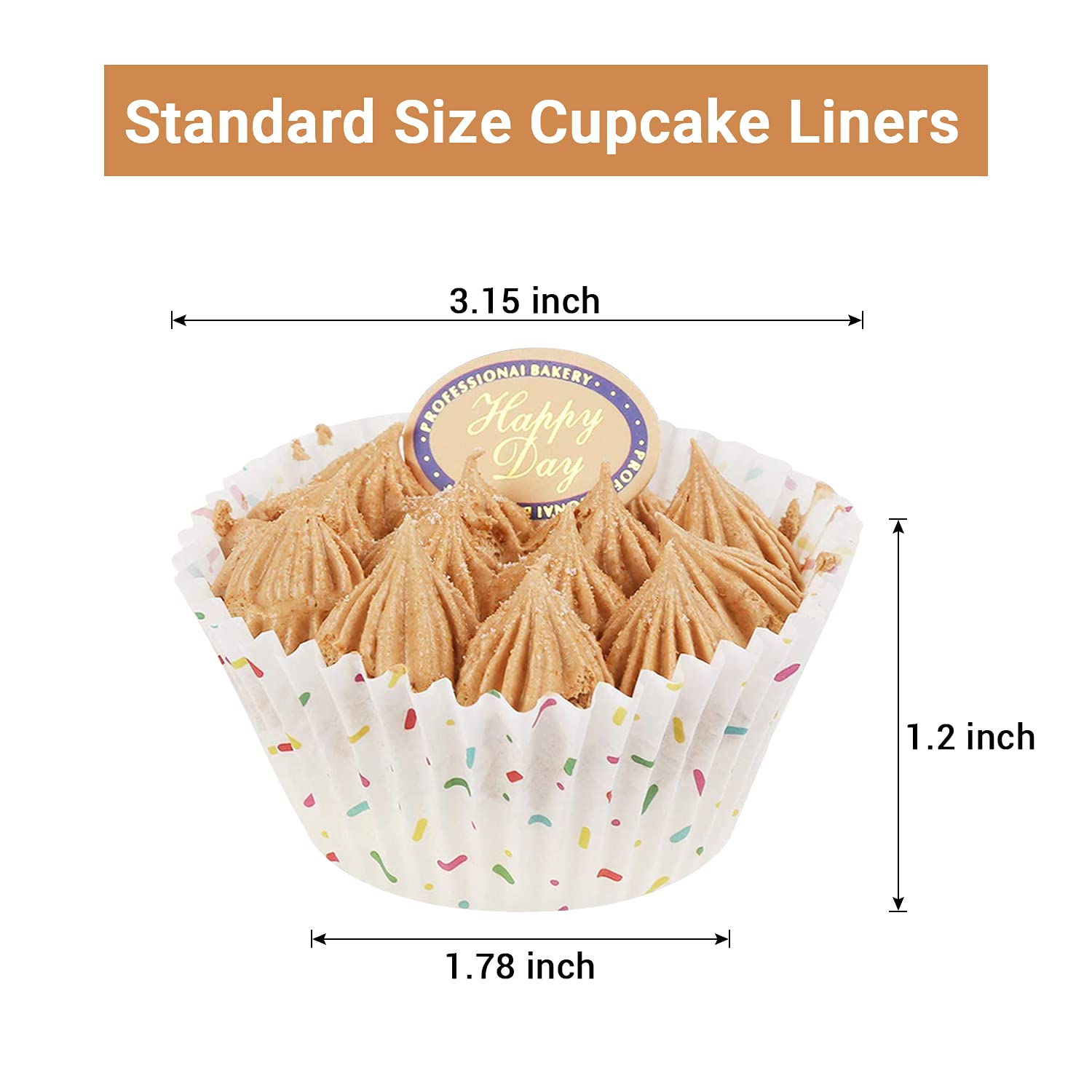 Candy White Cupcake Liners - Gifbera Standard Baking Cups Odorless Greaseproof Paper Muffin Wrappers  Pack of 200