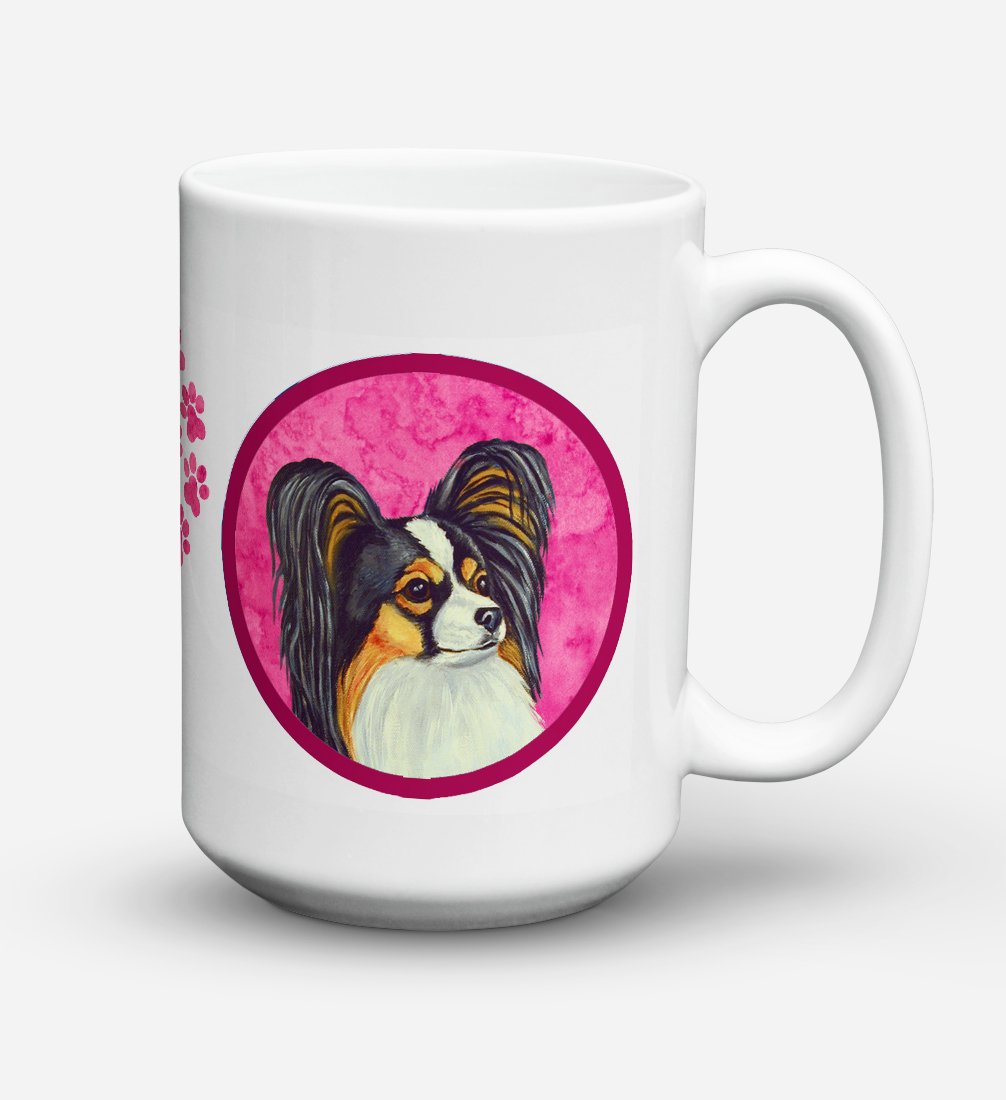 'Caroline's Treasures LH9390PK-CM15 Papillion Microwavable Ceramic Coffee Mug, 15 oz, Multicolor''