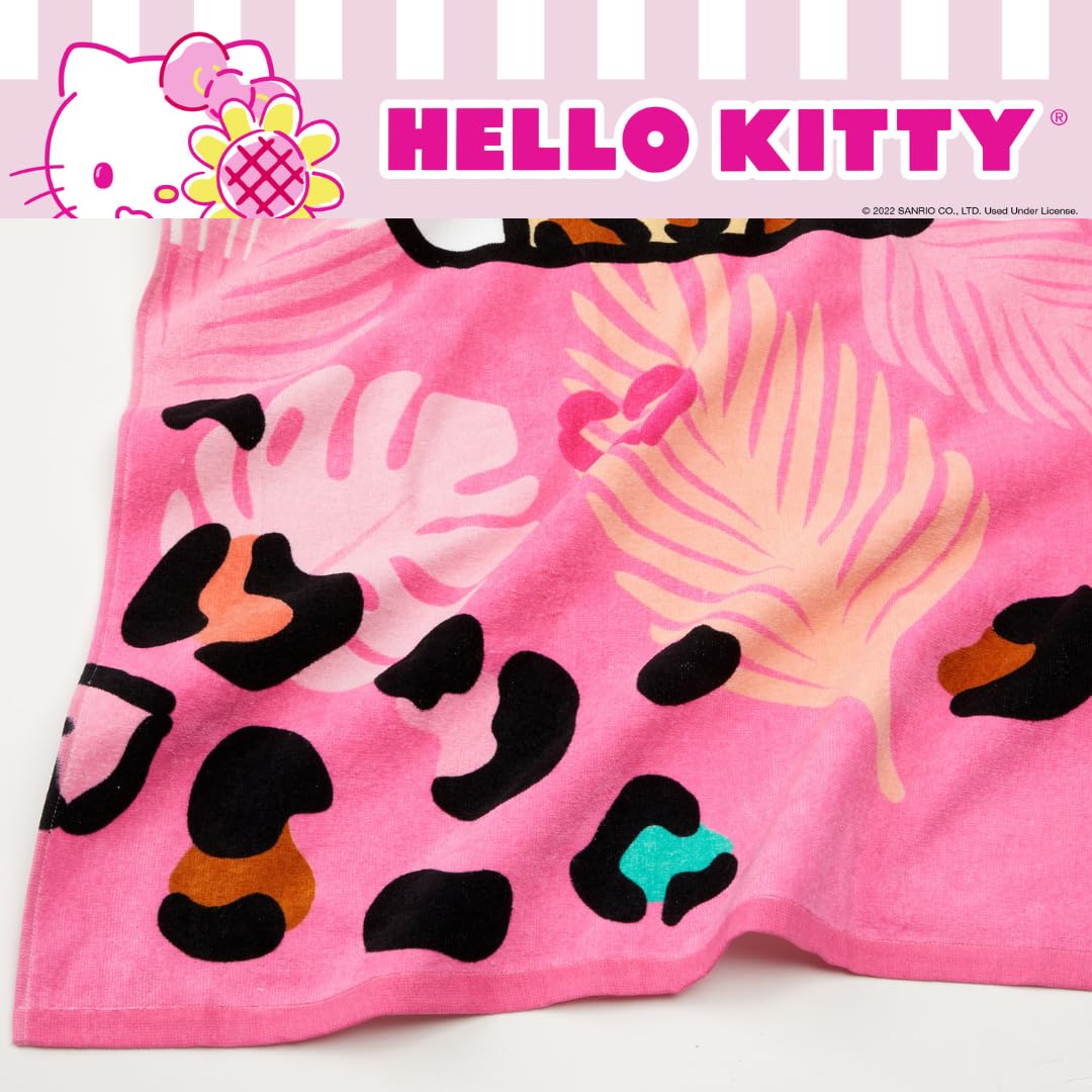 Franco Hello Kitty Kids Bath/Pool/Beach Soft Absorbent Cotton Terry Towel With Washcloth 2 Piece Set, 50 In X 25 In, (Officially