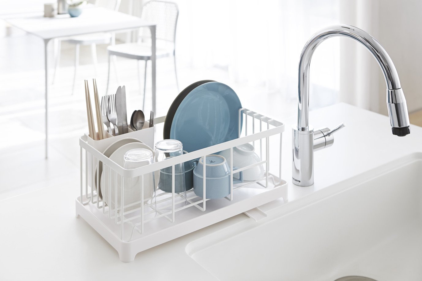 Yamazaki Alloy Steel Home 2875 Wire Dish Drainer Rack, One Size, White