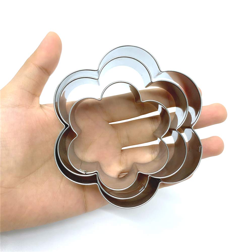 Liliao Flower Cookie Cutters - 3 Various Size - Large: 3.7 Inches, Medium: 3.3 Inches And Small: 2.6 Inches - Stainless Steel