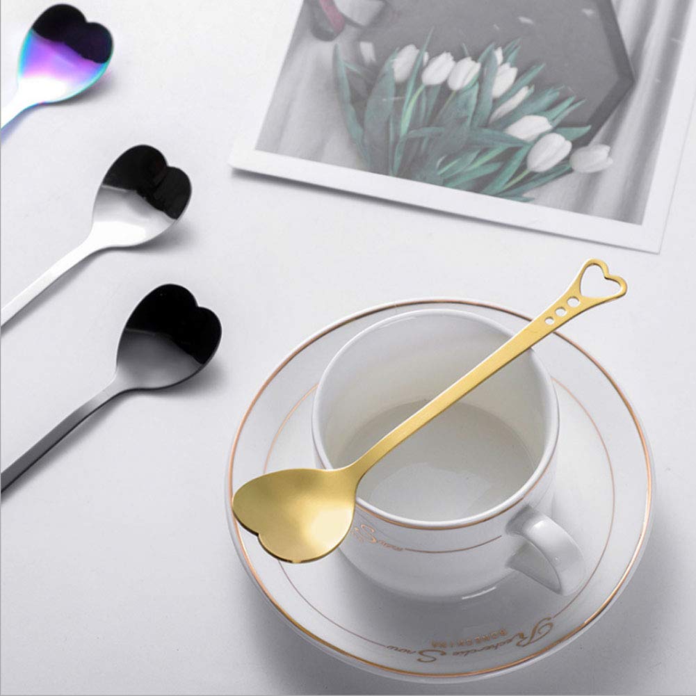 Shengding Stainless Steel Dessert Spoon Creative Cute Heart Shaped Espresso Spoons Kitchen Accessory For Cake Tea Sugar Ice Crea