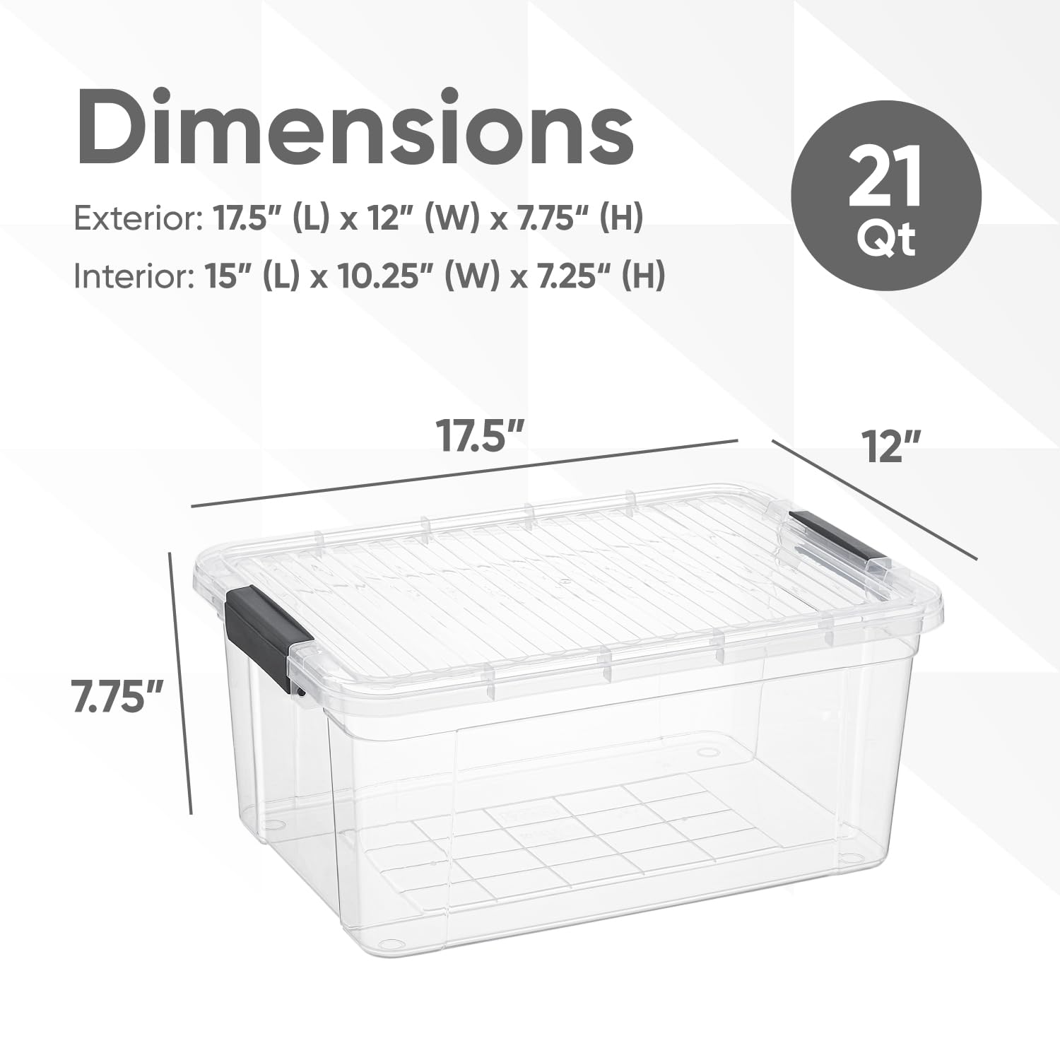 Superio Clear Storage Boxes With Lids, 20 Quart Plastic Container Bins For Organizing, Stackable Crates, Bpa Free, Non Toxic, Od
