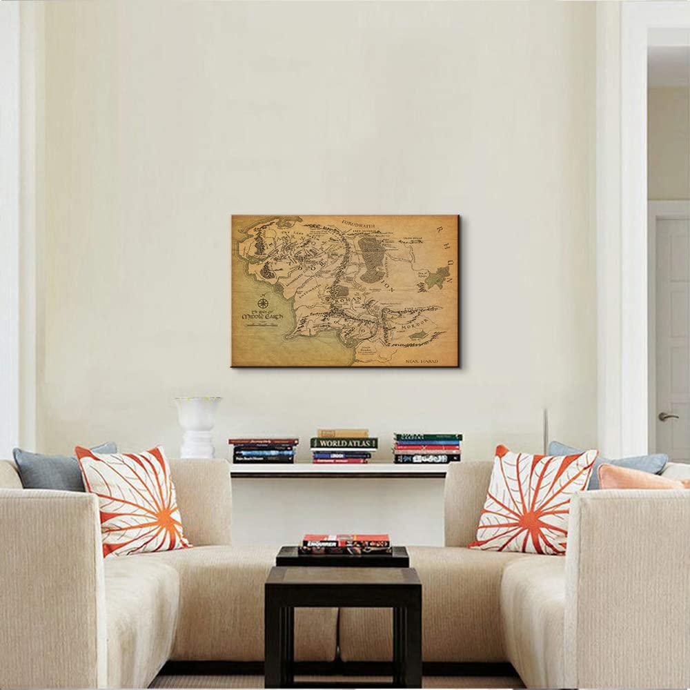 Lord Of The Rings Poster Map Of Middle Earth Lord Of The Rings Wall Art Middle Earth Map Poster Framed Middle Earth Map Lotr Pos