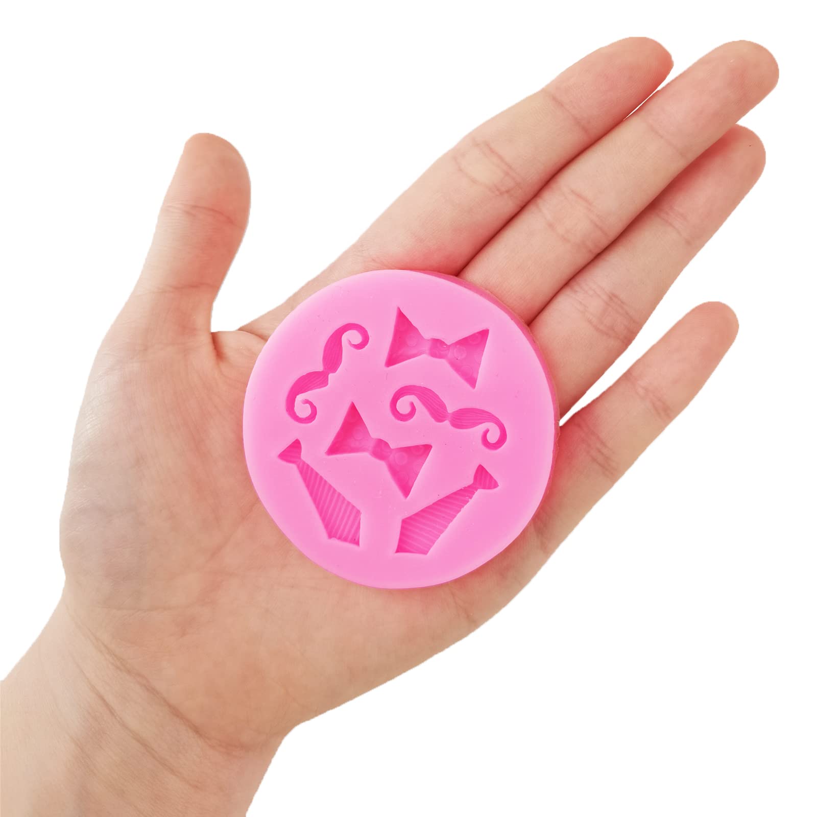 3 Pcs Mini Silicone Fondant Cake Mold, Father'S Day Bow Ties Beard Hand Tools Cupcake Fondant Cookies Decorating Mold, 3D Sugar