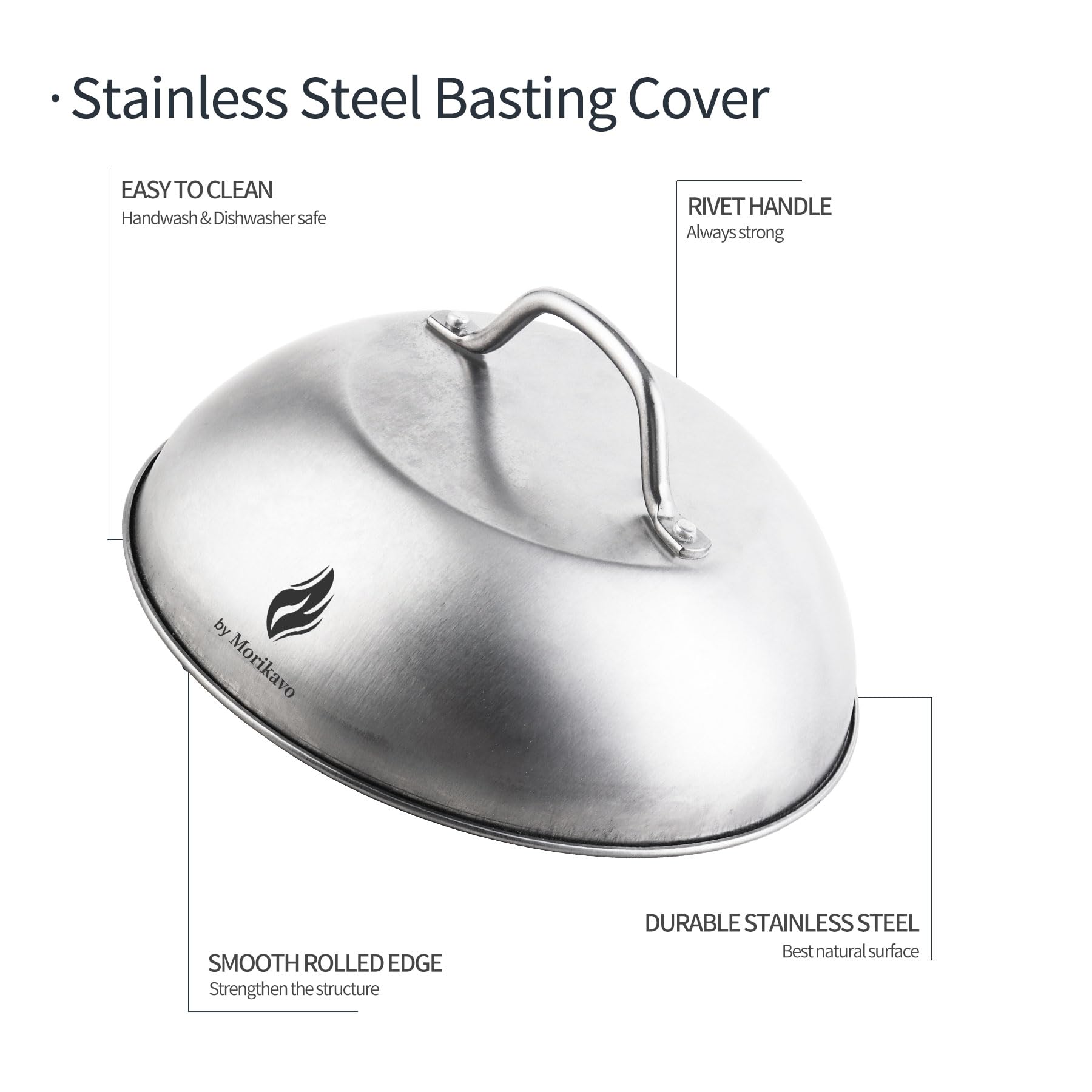 Morikavo Cheese Melting Dome,9 Inch Stainless Steel Round Smashed Burger Basting Cover,Grill Lid,Cooking Dome For Flat Top Gridd