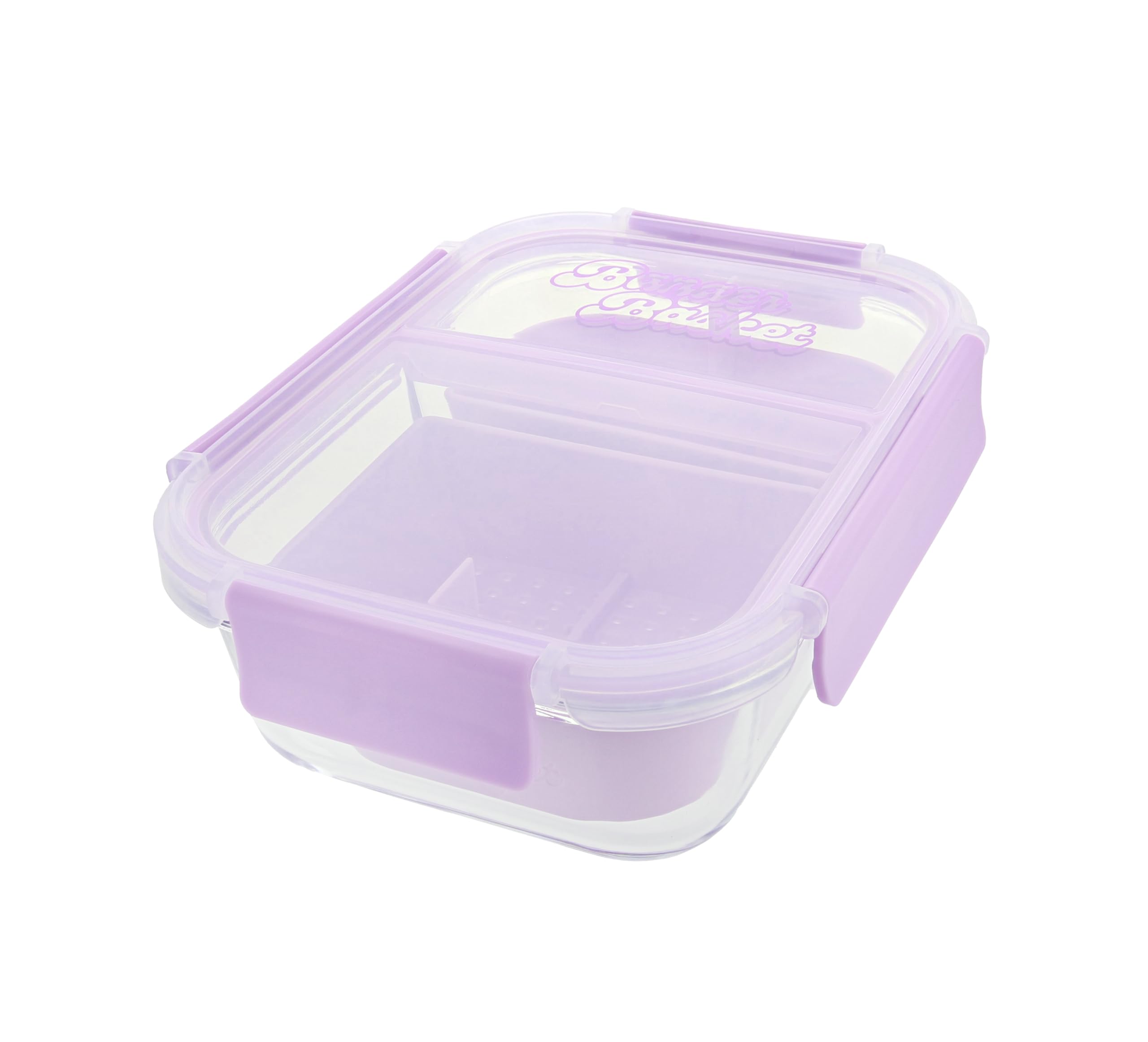 Banger Basket Two Compartment Borosilicate Glass Container Cleaning Tool With Sealable Lid (Lavender Haze)