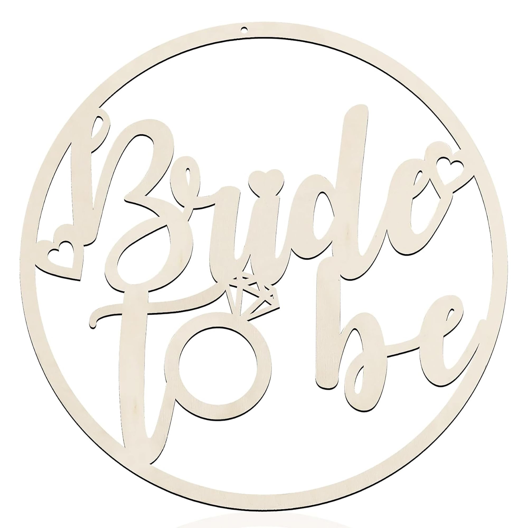 Cliths Bride to Be Round Wooden Sign Unpainted Wood Bridal Shower Decoration Rustic Bride Sign for Wedding, Bachelorette Party, 