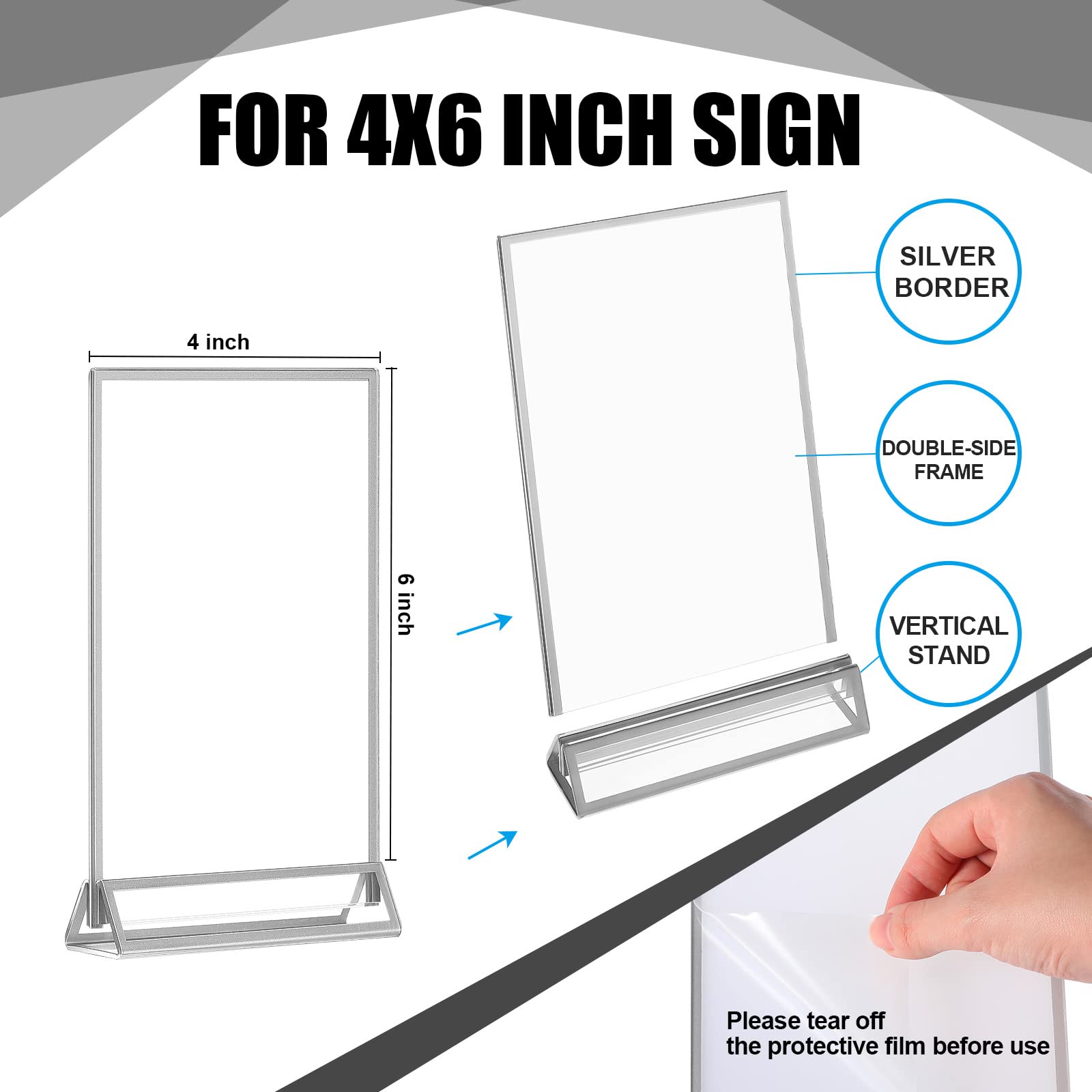 Yalikop 18 Pieces Frames Table Numbers Clear Table Sign Double Sided Picture Photo Frame Table Number Holder Acrylic Sign Holder