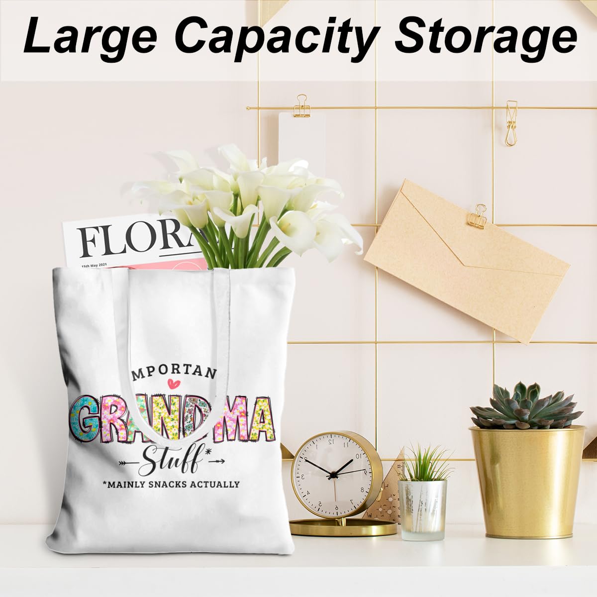 Grandma Gifts Grandma Tote Bag From Granddaughter Beach Bag Book Shopping Reusable Grocery Bags For Women Female Granny Nana Gra