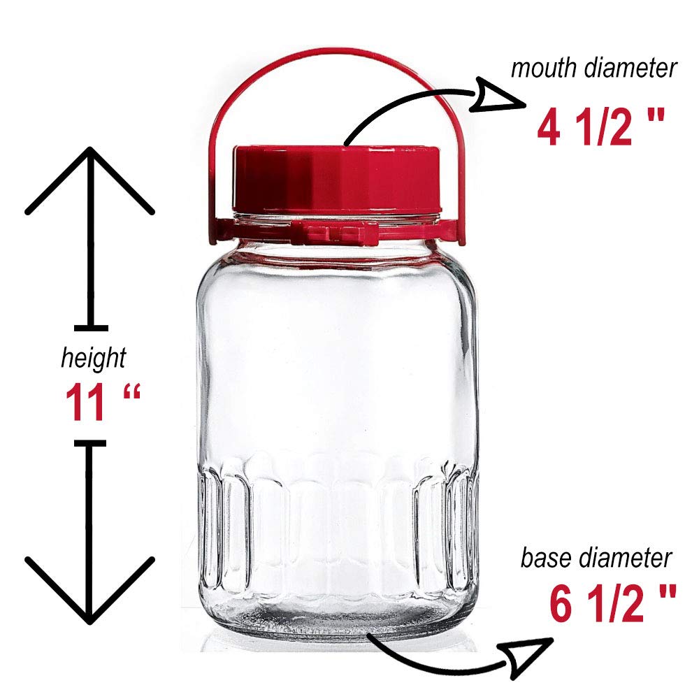 1 Gallon Glass Jar With Lid Wide Mouth Airtight Plastic Pour Spout Lids Bulk-Dry Food Storage Pickling Mason Jar Canister Raw Mi