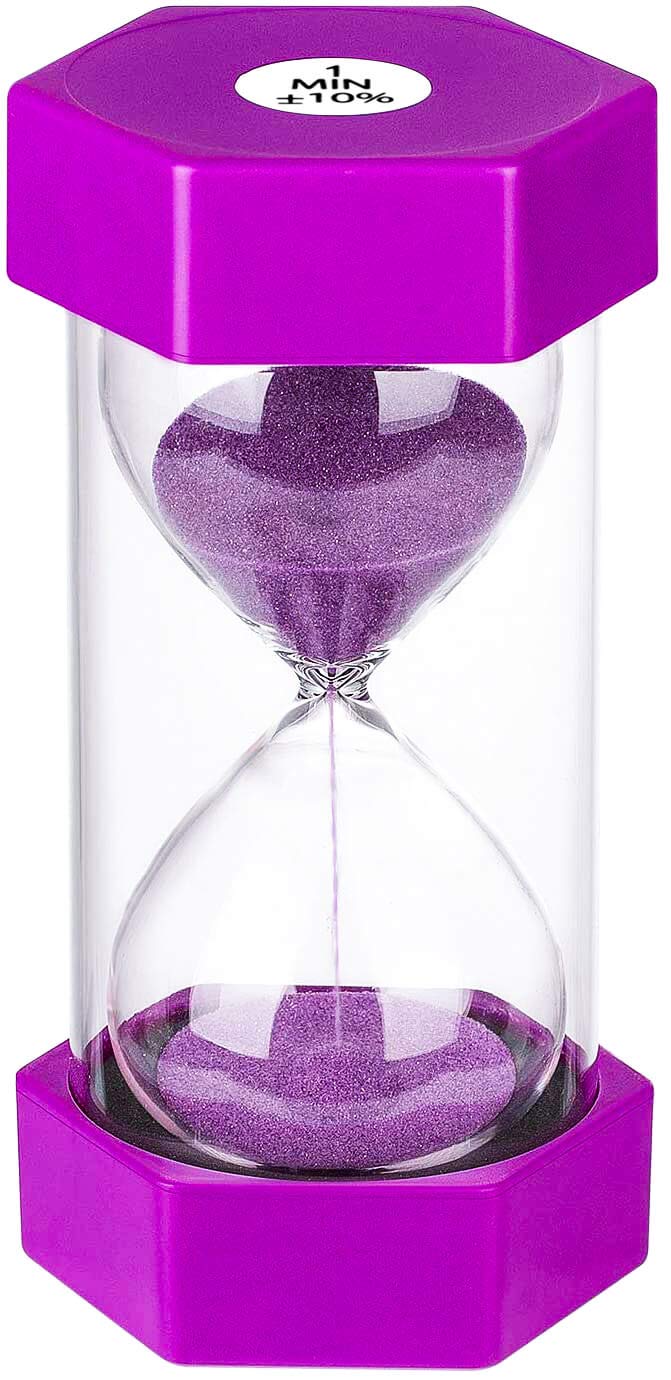 Sand Timer 1 Minute Hourglass Timer, Colorful Sand Watch 1 Minute, Small Purple Sand Clock One Minute, Plastic Hour Glass Sandgl