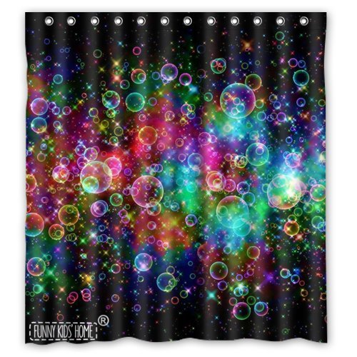 Funny Kids' Home Colorful Bubbles Beautiful Rainbow Abstract- Personalize Custom Bathroom Shower Curtain Waterproof Polyester Fa