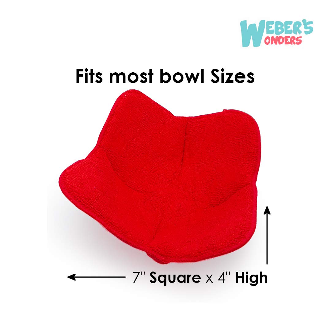 Webers Wonders Microwave Safe Bowl Holder - Heat Resistant Plate Hugger - Multipurpose Polyester Hand Protector from Hot Dishes - Carry Your Soup Rice Pasta Bowl with Our Dish Pads (4)