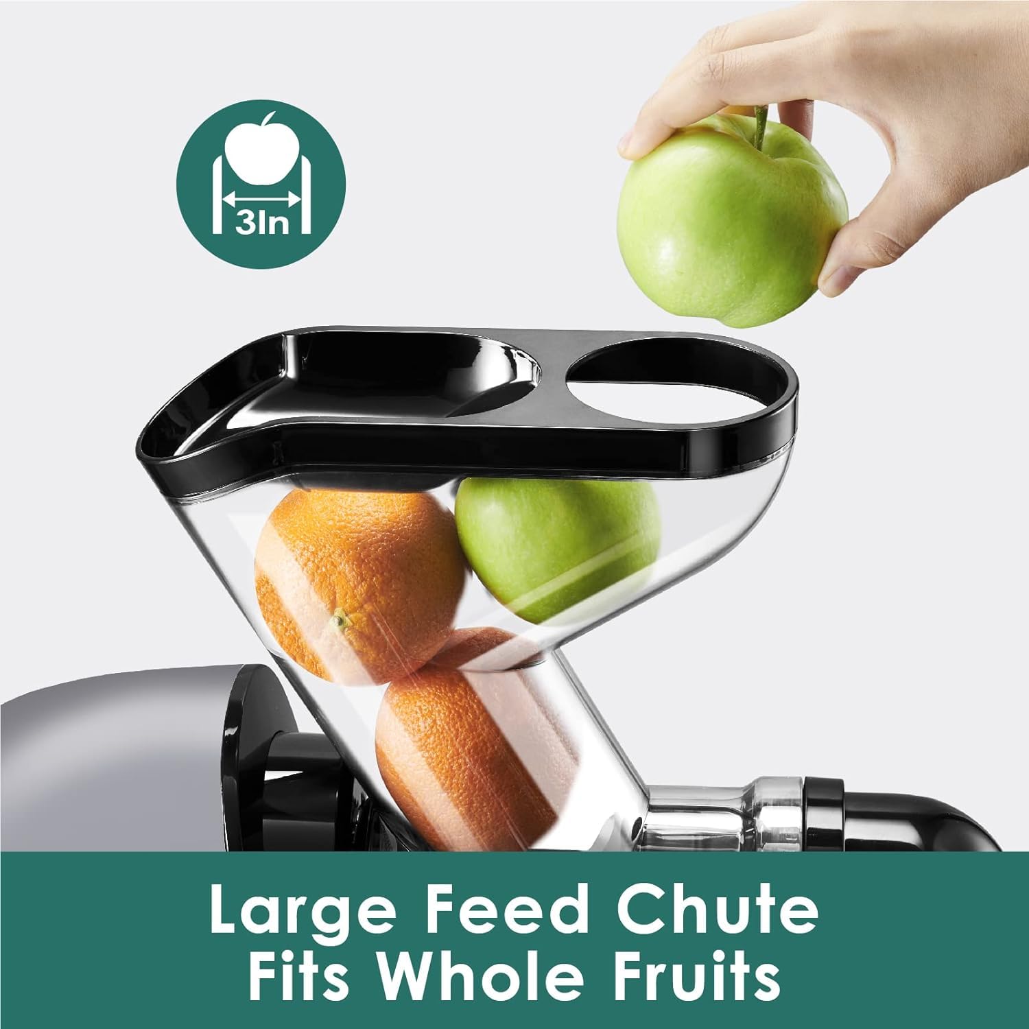 Fretta Cold Press Juicer F3000 - High Juice Yield, Large Size, Silver, Easy to Clean, Reverse Function