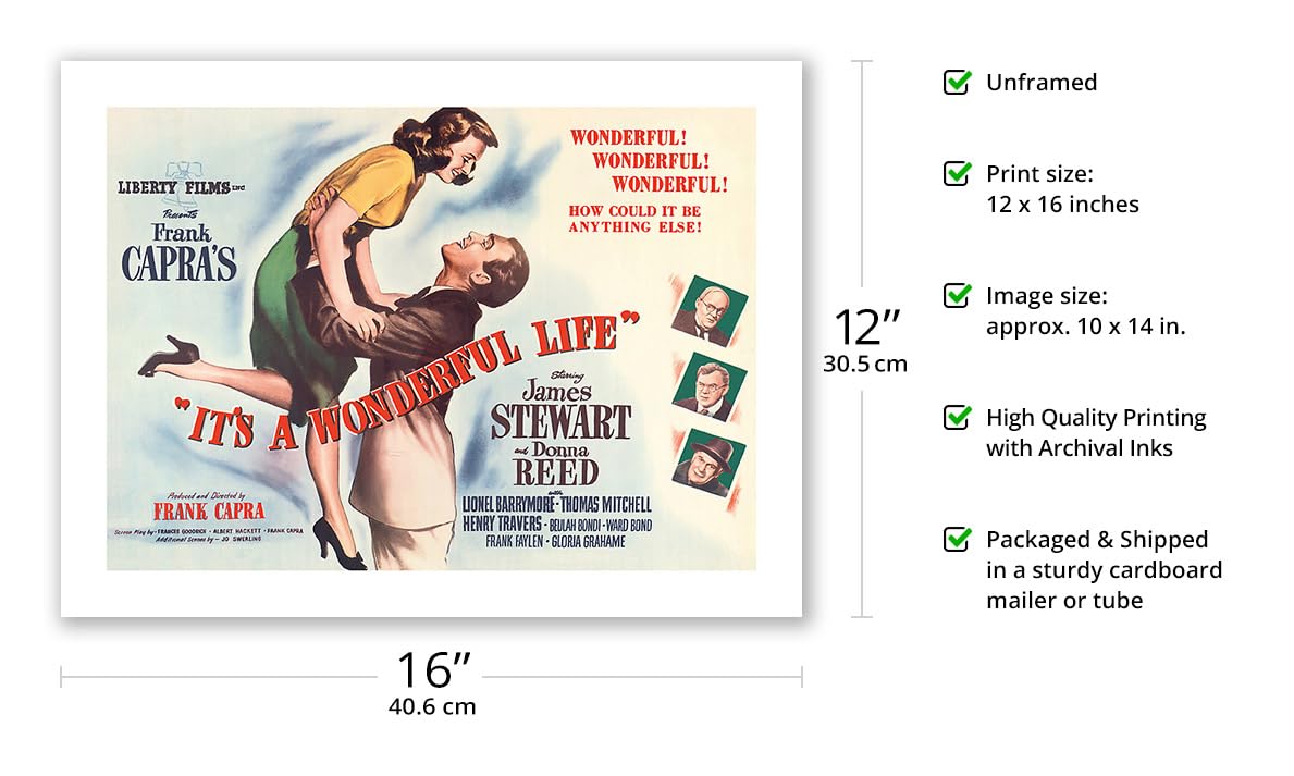Frank Capra'S ''It'S A Wonderful Life'' - Starring James Stewart Donna Reed - Vintage Film Movie Poster C.1946 - Bamboo Fine Art