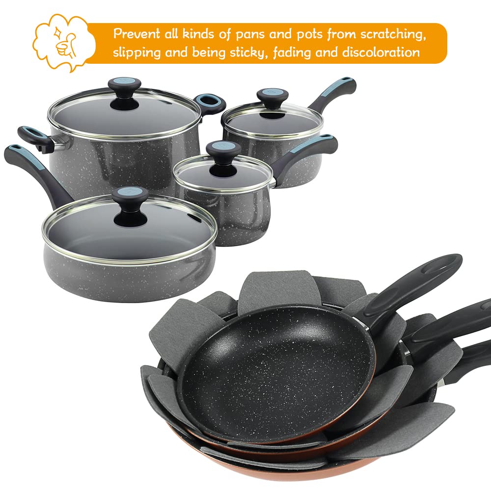 Bykitchen Pan Pot Protectors, Set Of 12 And 3 Different Sizes, Larger & Thicker Felt Pot Pan Separators, Gray Pan Dividers Prote