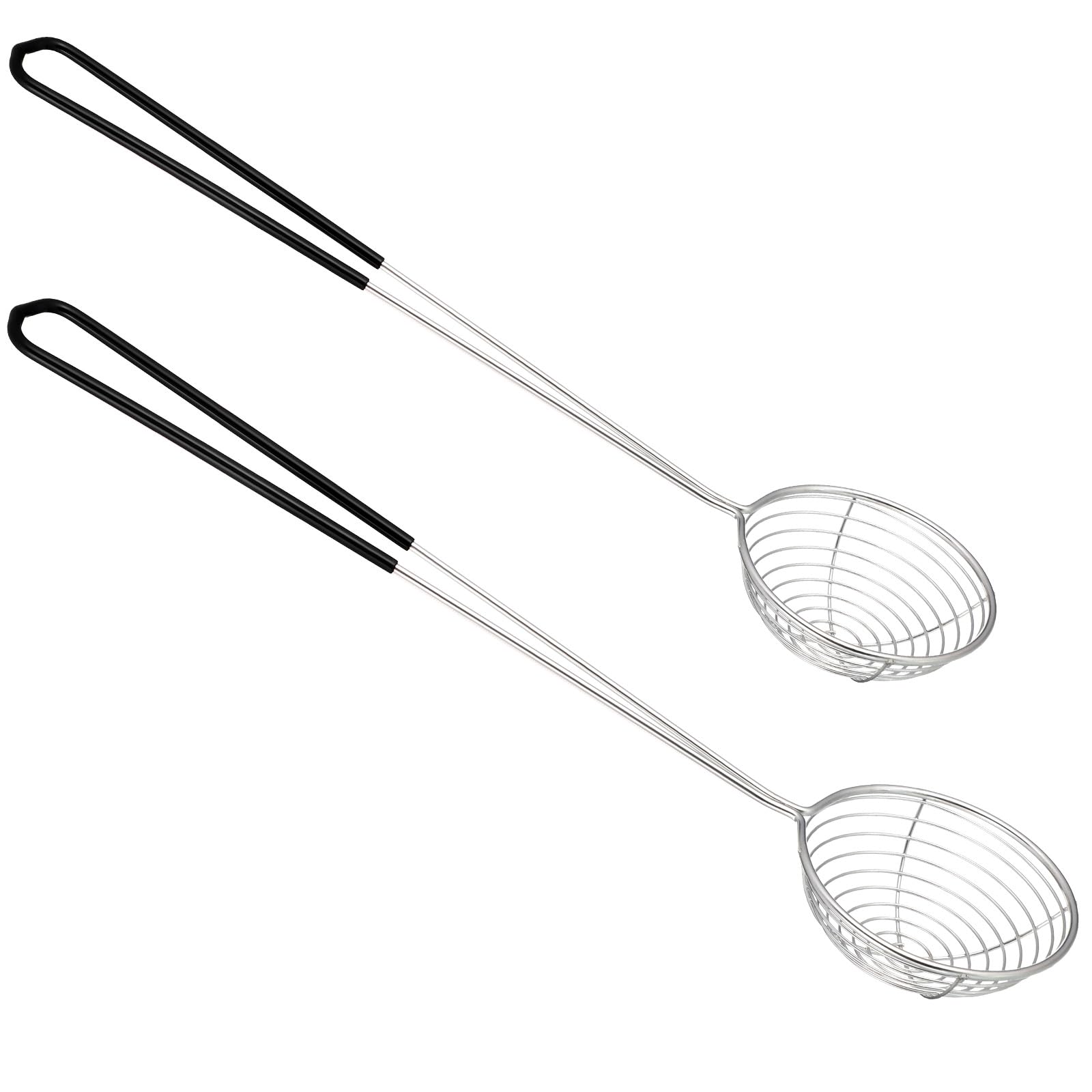 2Pcs Stainless Steel Hot Pot Strainer Spoons, 2 Sizes Fatsoff Soup Scoop Boba Spoon Scoop with Handle Ladle Wire Cooking Spider 