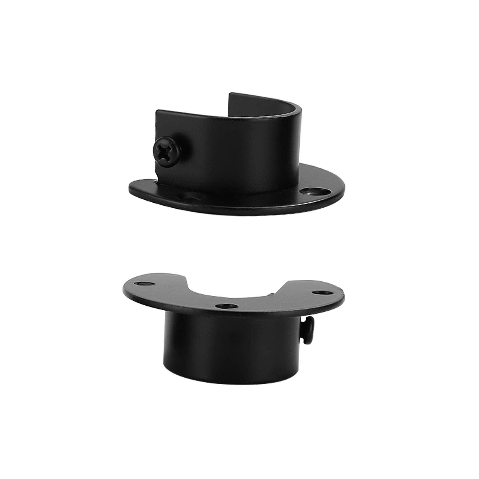 U Shape Shower Rod Holder 4Pcs Curtain Rod Bracket Stainless Steel Closet Rod Holder 1'' & 1-1/4'' Diameter Heavy Duty Pole Flan