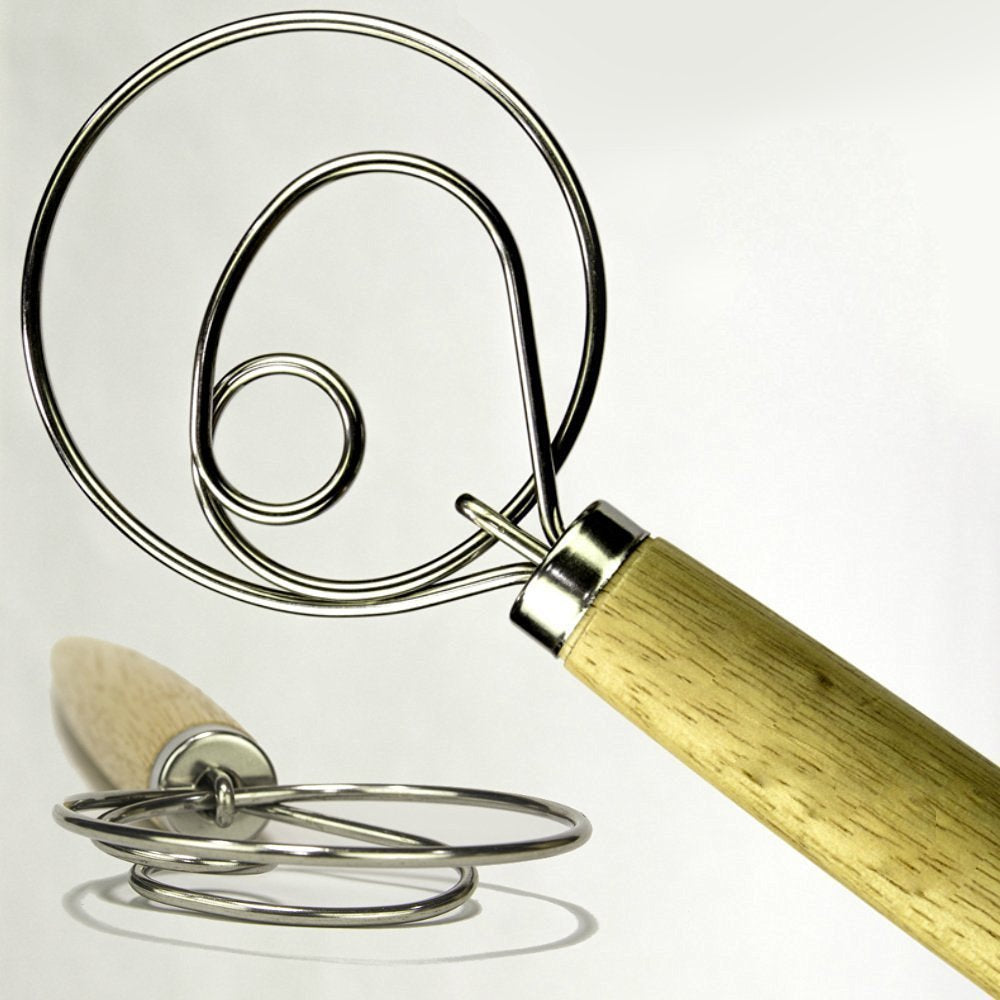 The Original Kitchen LARGE 13.5    Stainless Steel Dutch Style bread dough whisk for pastry pizza. alternatives to a blender, mi