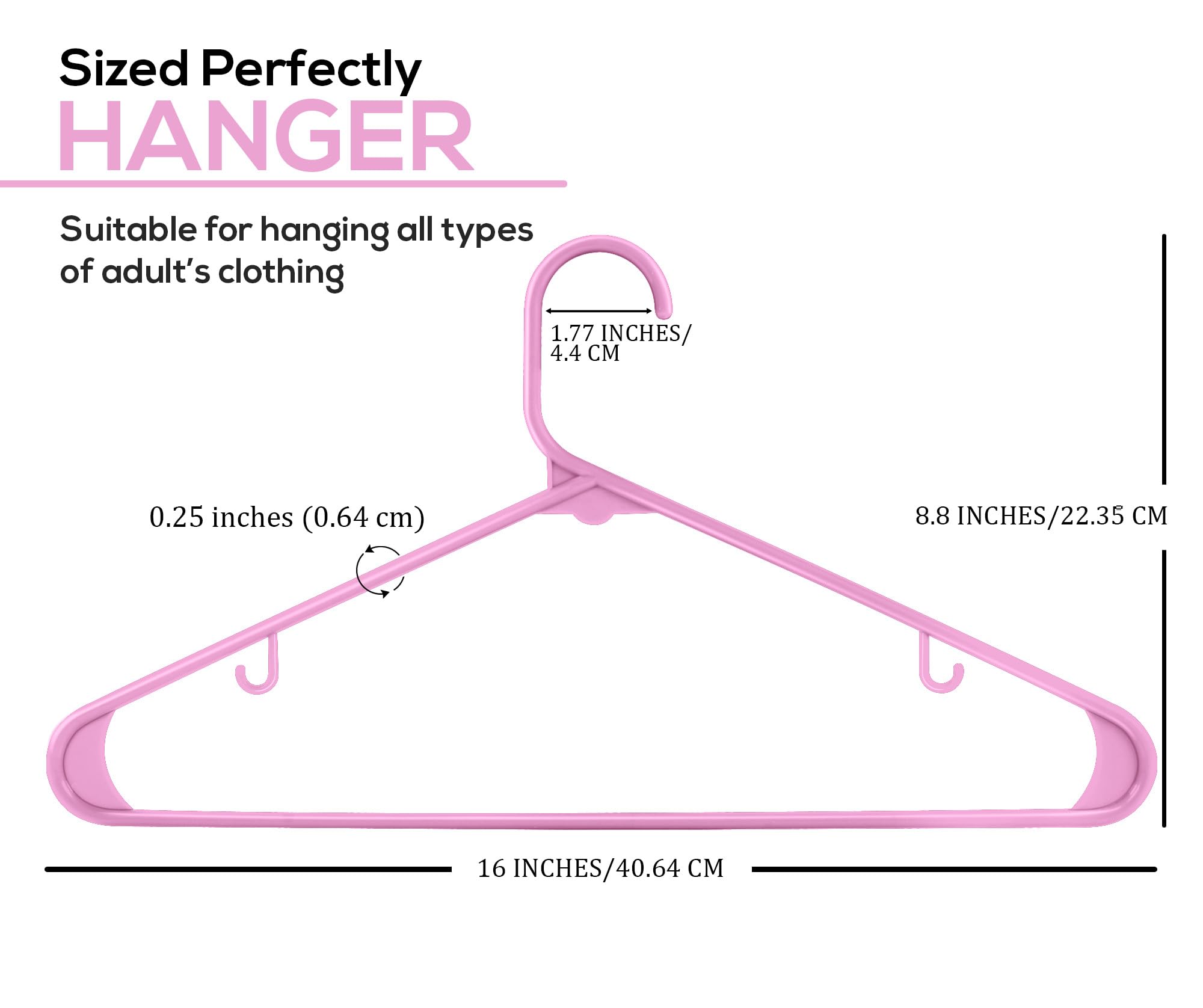 Utopia Home Plastic Hangers 50 Pack - Clothes Hanger with Hooks - Skirt Hangers - Durable & Space Saving Coat Hanger - Heavy Duty Pink Hangers for Coats  Skirts  Pants  Dress  Etc.