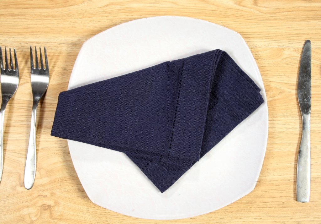Gfi Linen Clubs 100% Cotton Slub Hemstitch Napkin 18X18,Set Of 6 (Navy, 18''X18'')