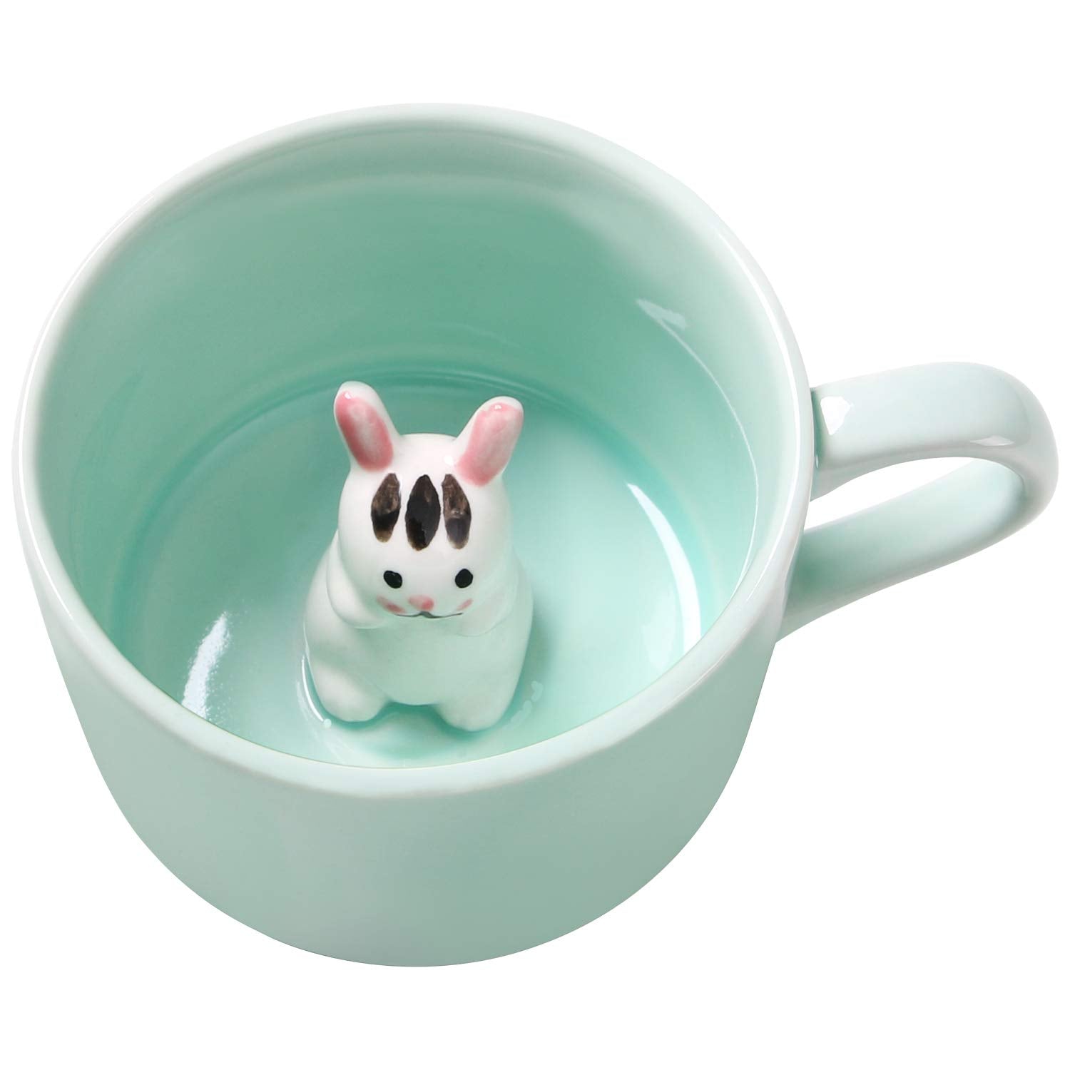 Lemon Park Surprise 3D Coffee Mug Animal Inside 12 oz with Kitten,Cute Cartoon Handmade Ceramics Cup,Christmas Birthday Surprise