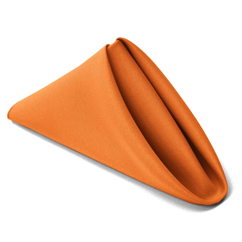 Tablelinensforless 17X17 Polyester Cloth Napkins, Set Of 12 (Pumpkin Orange) | Easy-Care, No-Iron Finish, Superior Color Ret