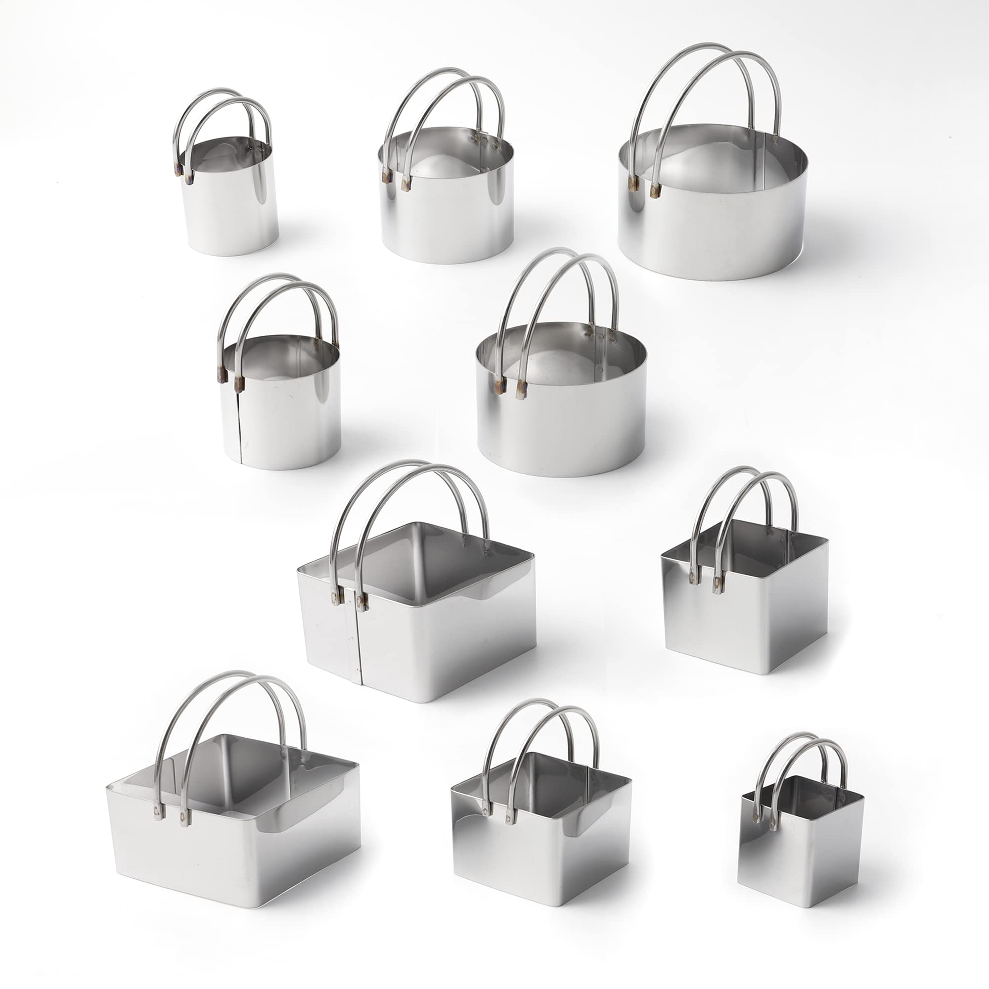 Cookie Cutters Set Of 10, 5 Sizes Round And 5 Sizes Square Stainless Steel Biscuit Cutters With Handles