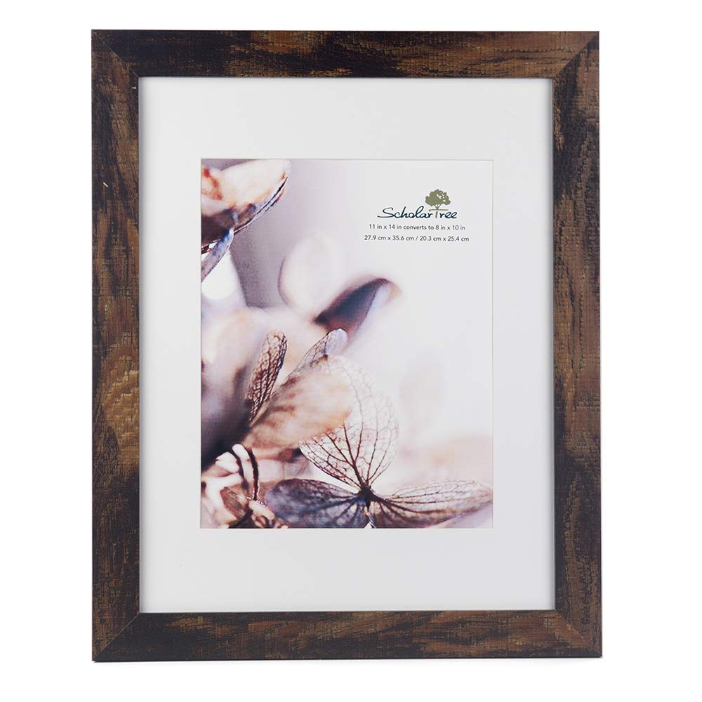 Scholartree brown 11x14 Picture Frame,Display 11x14 without Mat or 8x10 with Mat,Wall Gallery Photo Frames