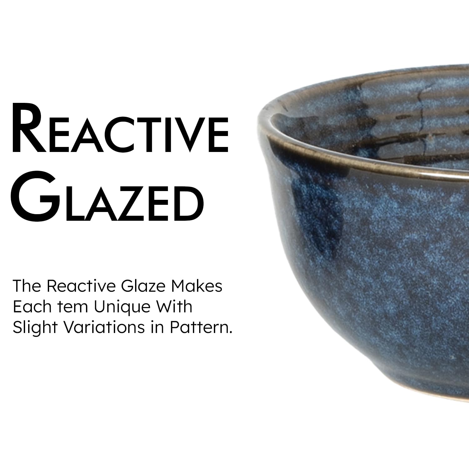 Bodhi House Handmade Reactive Glaze Ceramic Dinner Bowl Ceramic Katori 4.4 Inches, Set Of 4-180 Ml (Dishwasher And Microwave Saf