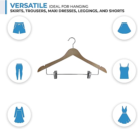 Wood-Look Standard Shaped Hangers with Clips
