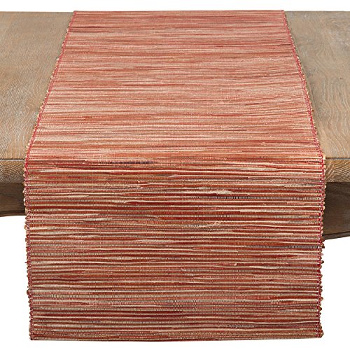 Saro Lifestyle Melaya Collection Shimmering Woven Nubby Water Hyacinth Table Runner, 16 X 72, Rust