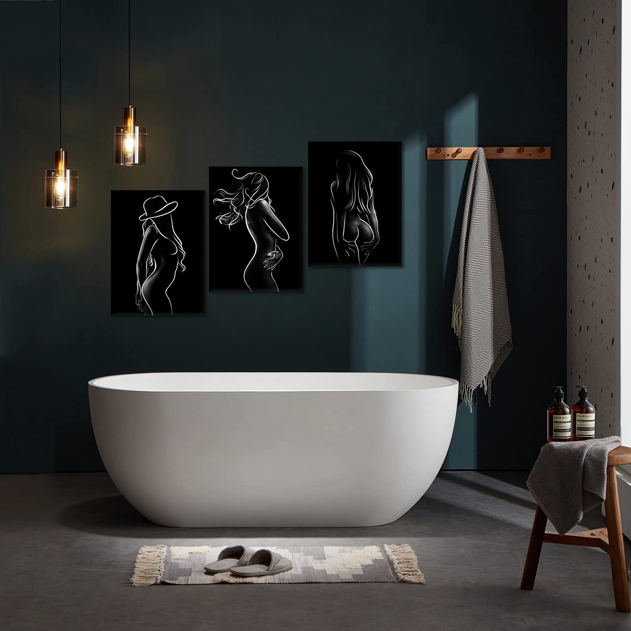 Yatsen Bridge Sexy Canvas Wall Art For Bedroom Abstract Naked Woman Black And White Line Drawing Pictures Sexy Theme Artwork For