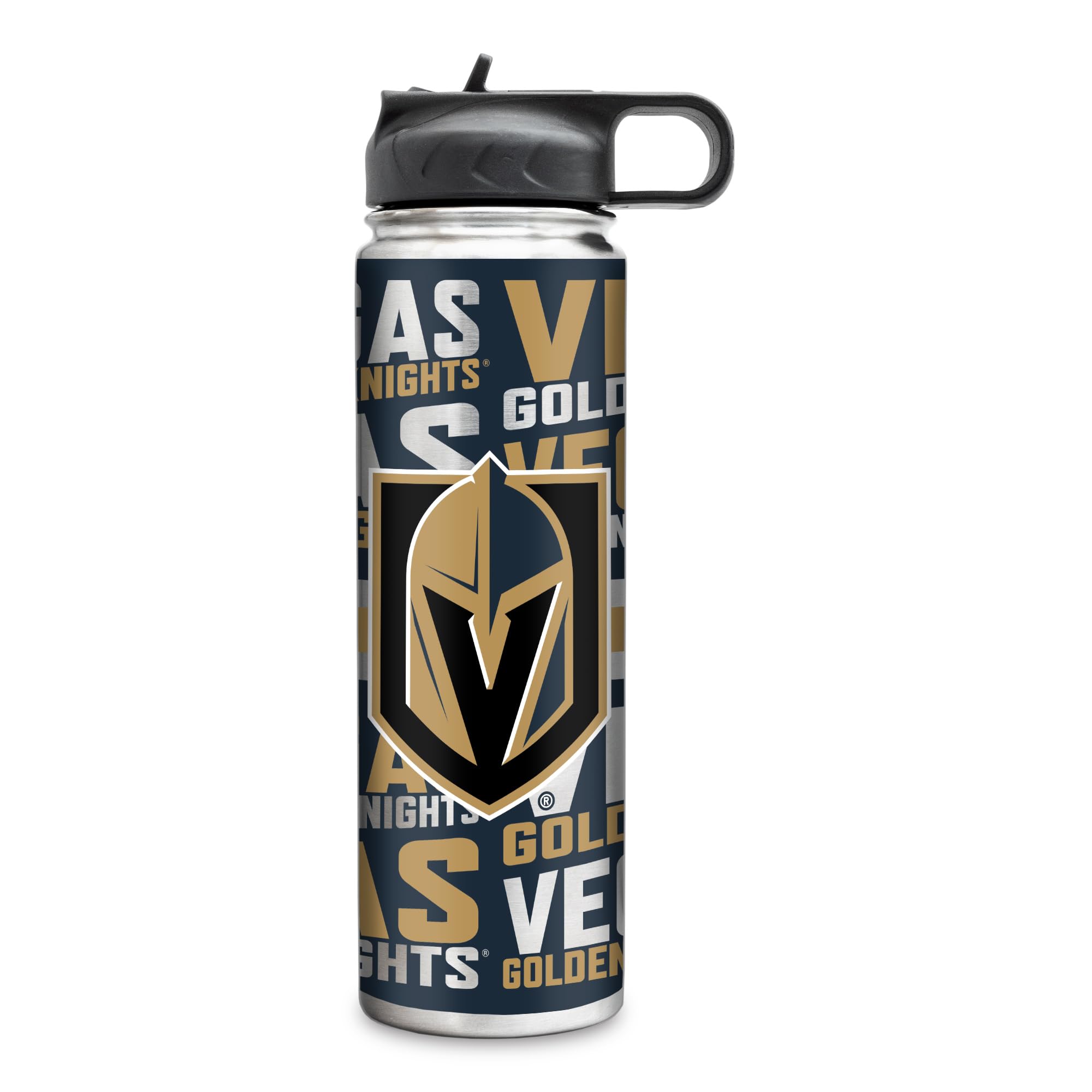 Rico Industries NHL Hockey Vegas Golden Knights 22oz Stainless Steel Tumbler with Lid - Great For Coffee, Tea, Water or Cocktail