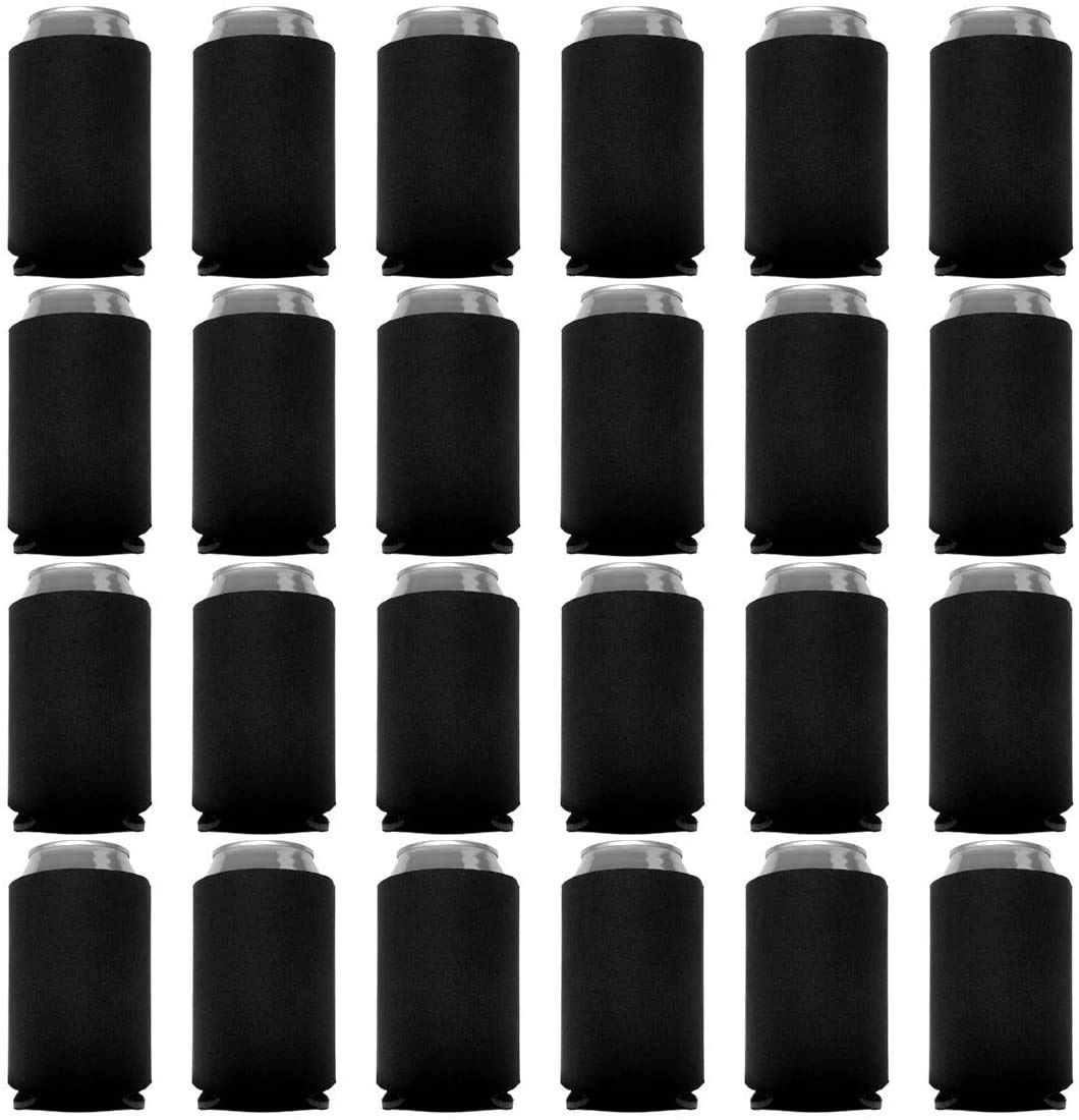 Can Cooler Sleeves Blank Poly Foam - Collapsible Diy Customizable For Parties Weddings Bulk (50, Black)