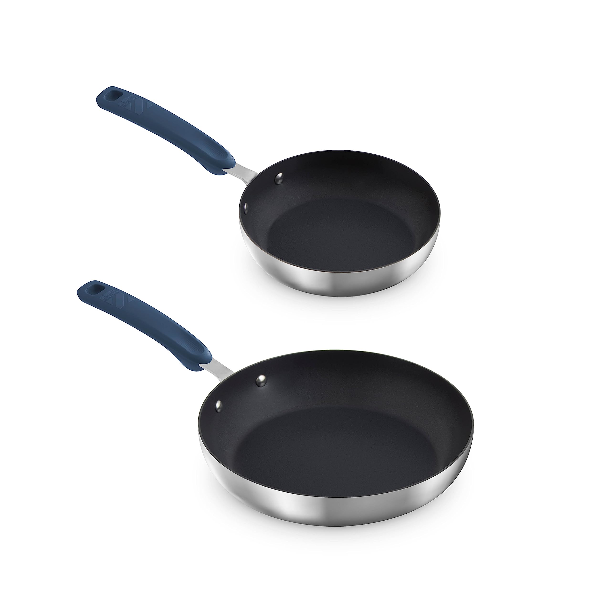 Zakarian by Dash 8 and 10 TruPro TriPly Nonstick Stainless Steel Fry Pan Set of Two
