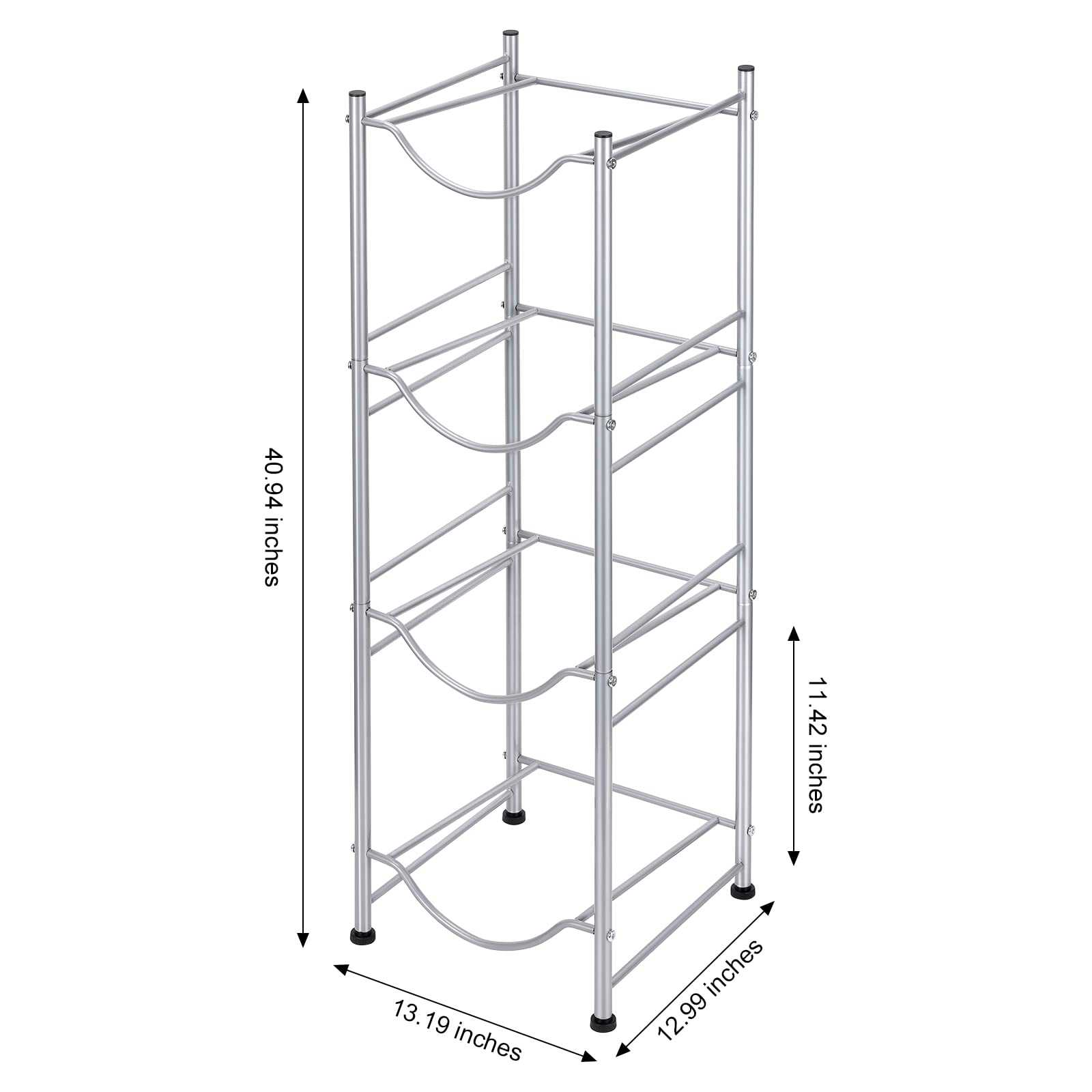 Smusei 5 Gallon Water Jug Holder Water Bottle Storage Rack, 4 Tier Water Cooler Jug Holder Rack Detachable Water Dispenser Stand