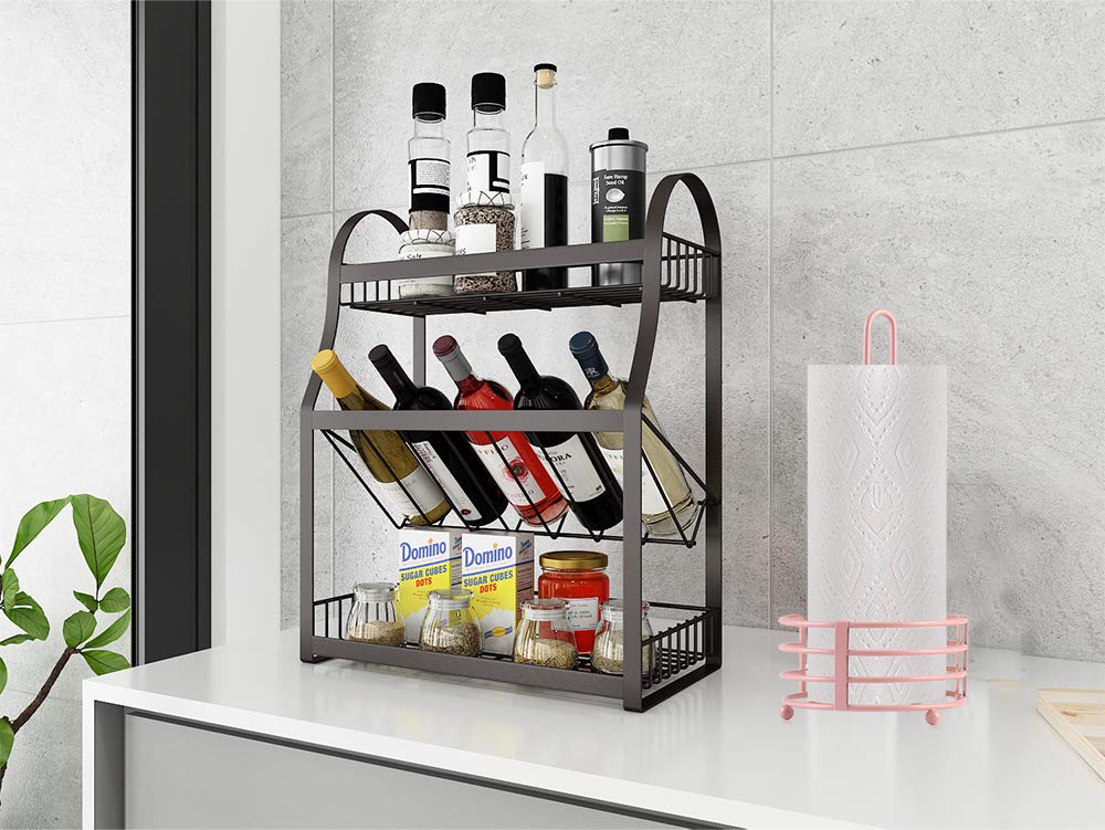 Buruis Paper Towel Holder Countertop, 13 X 6 Inch Standing Paper Towel Roll Holder For Kitchen Bathroom, Easy One-Handed Tear Ki