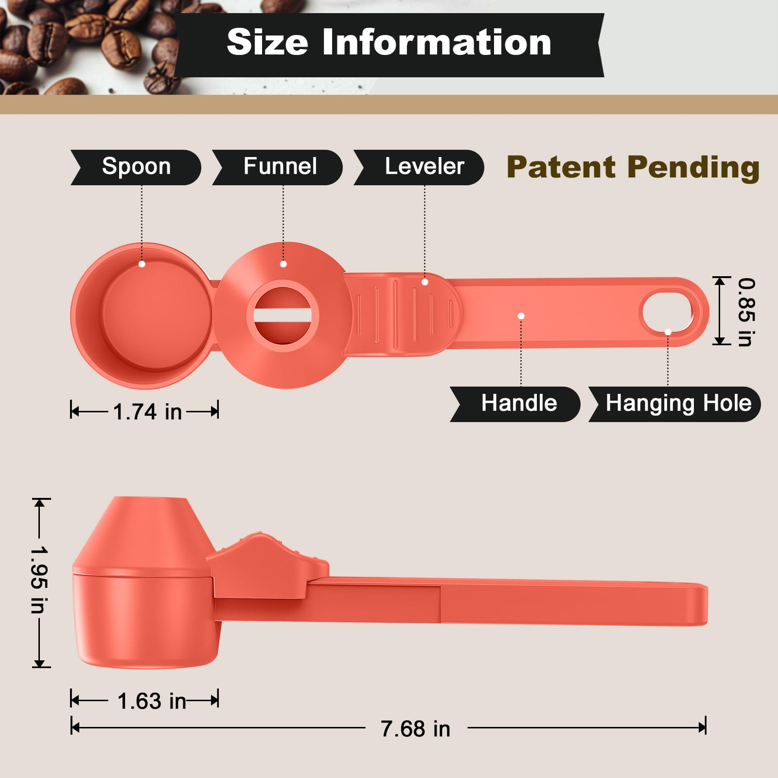 Coffee Scoop & Funnel for Reusable K Cup Refillable Coffee Pods, Coffee Measuring Spoon 2 Tablespoon Capacity, Scoop with Funnel